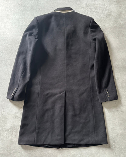 2000s Dries Van Noten Minimalist Navy Wool Long Jacket (M) - 4