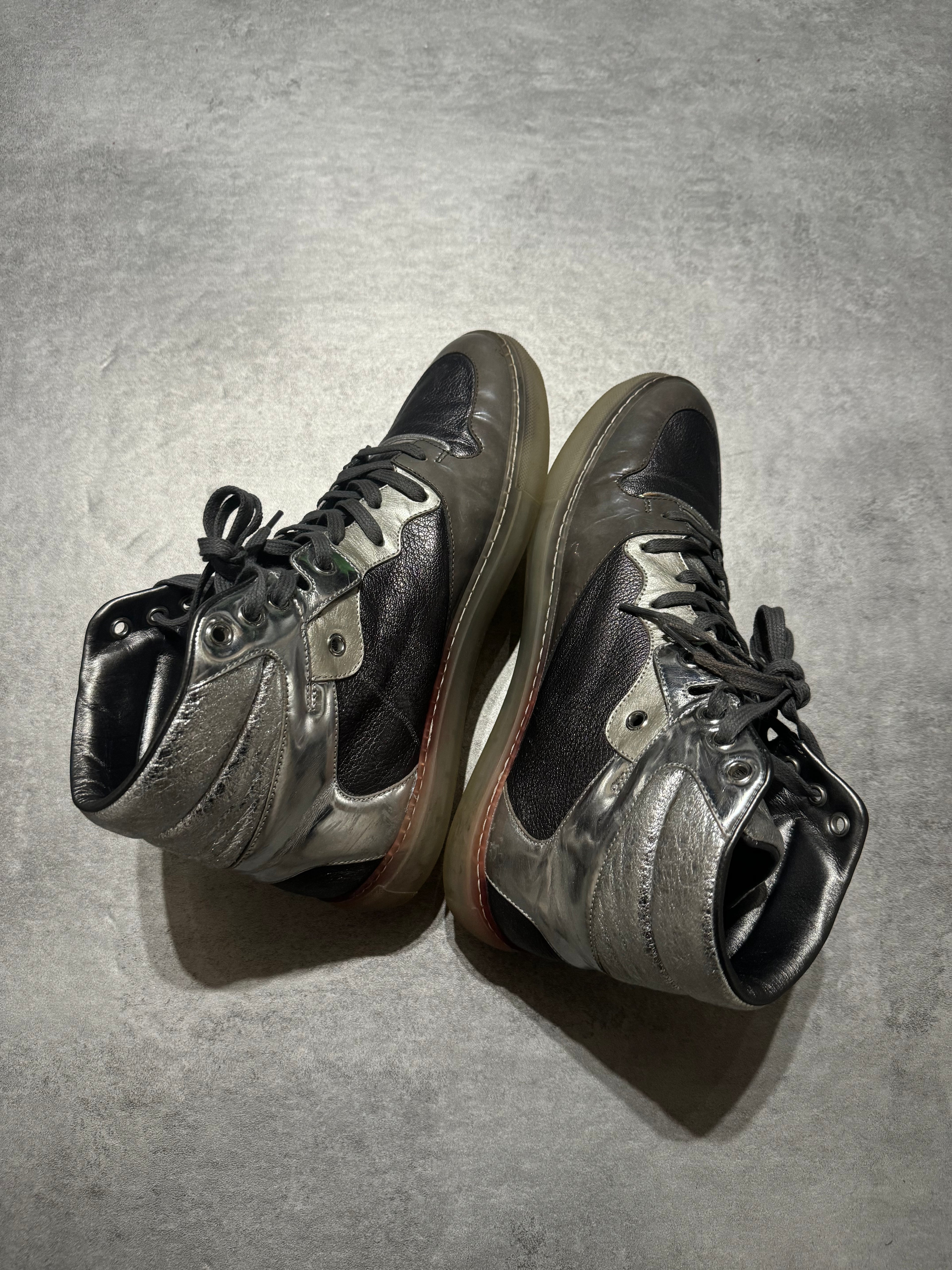 Balenciaga Arena City Grey Silver High Leather Shoes (41) - 8
