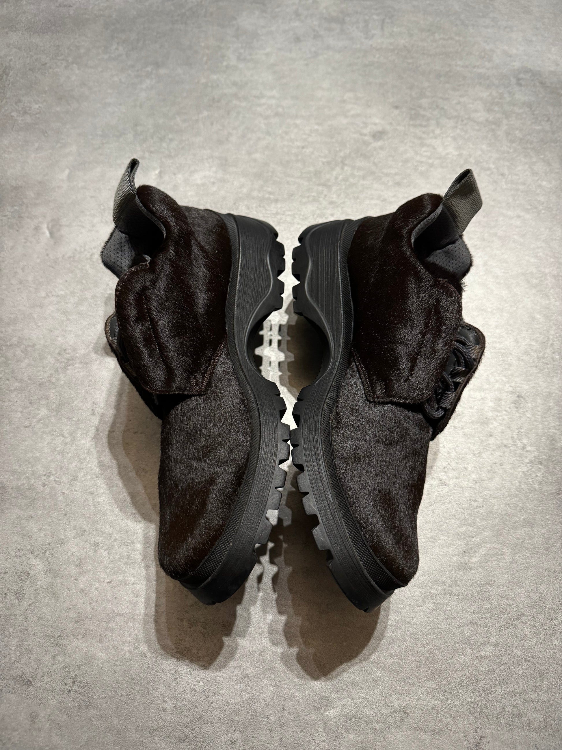 FW1999 Prada Fur Brown Leather Vibram Boots (39) - 4