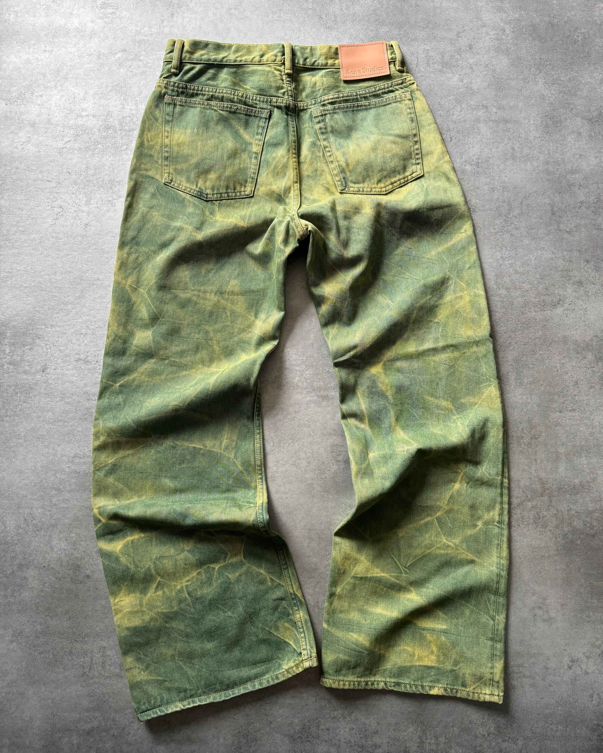 AW2021 Acne Studios Acid Green Washed Straight Relaxed Pants (M) - 3