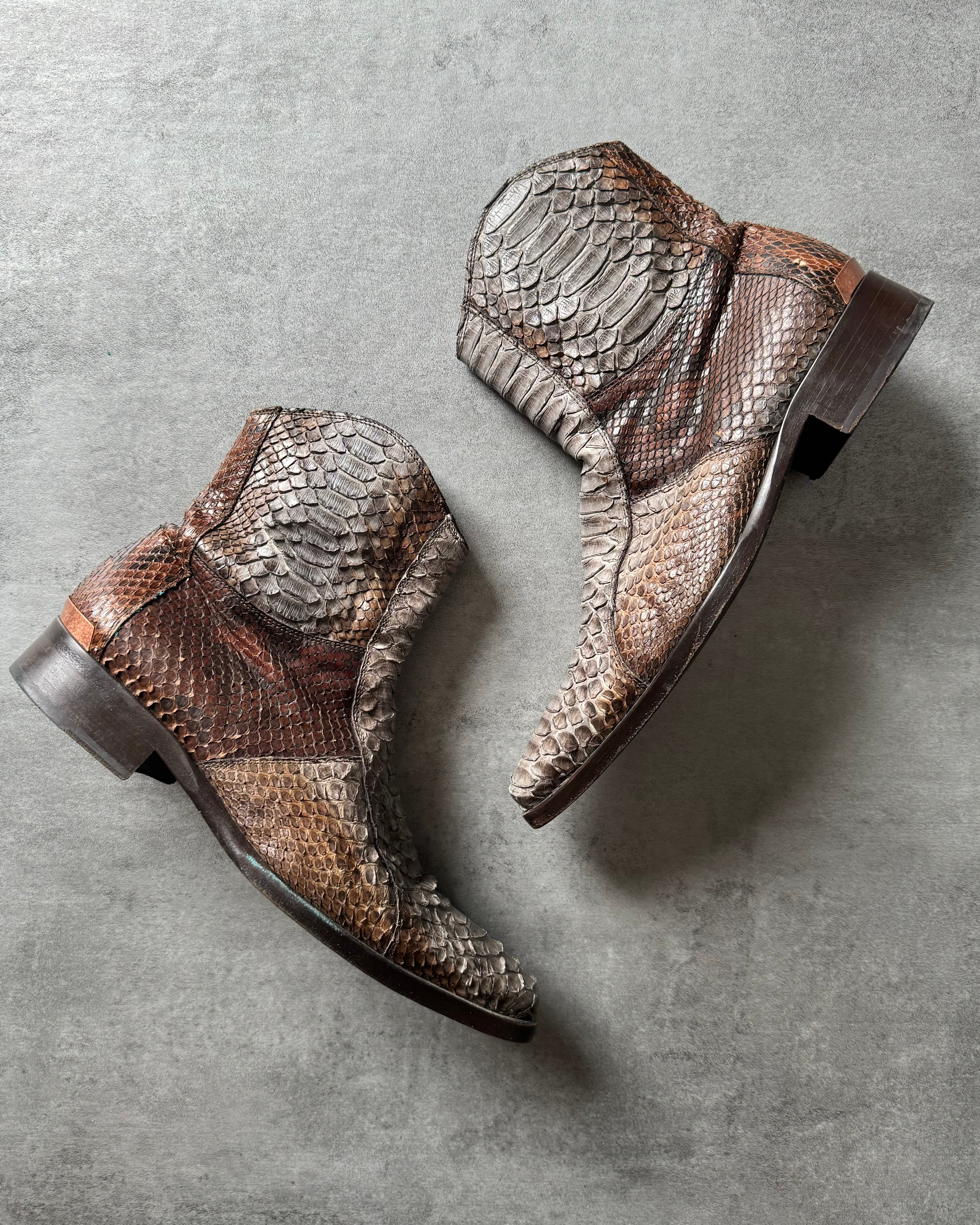AW2003 Roberto Cavalli Python Leather Cow-Boy Boots  (42) - 10