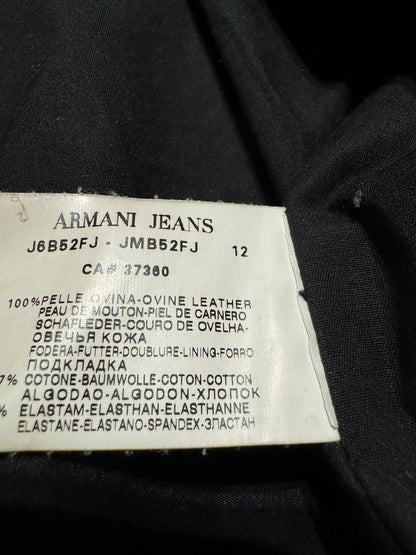 2000s Armani Black Utility Premium Biker Leather Jacket (L) - 10