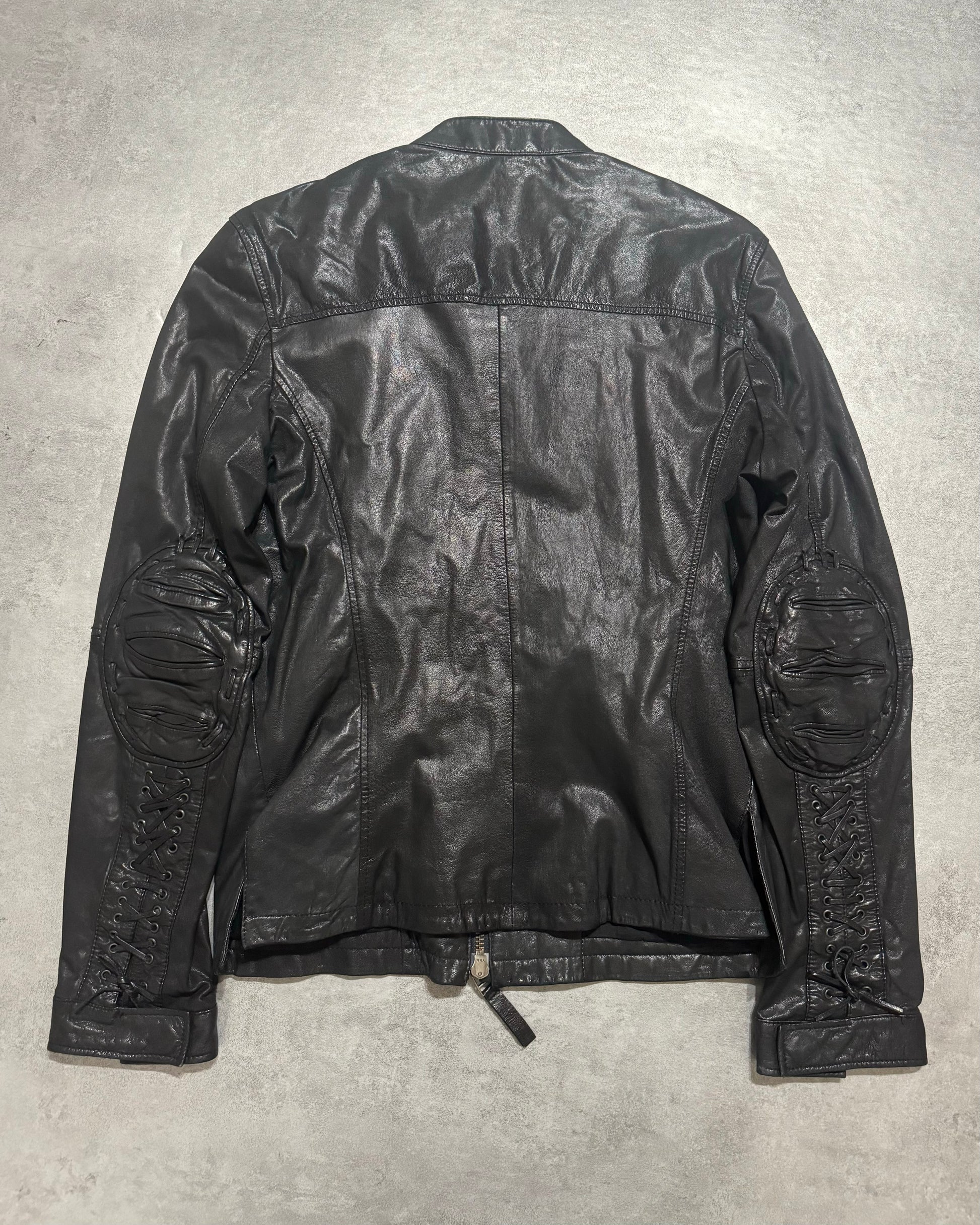 2000s Marithé + François Girbaud Black Signature Biker Leather Jacket (M/L) - 10