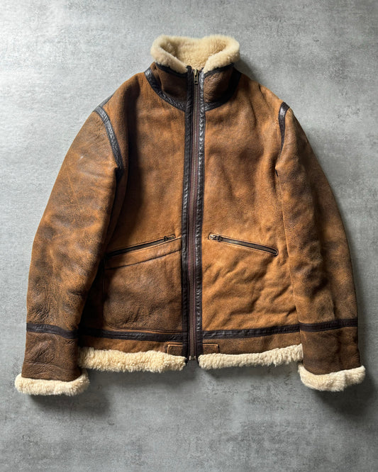 1990s Dolce & Gabbana Bombardier Shearling Leather Jacket  (L) - 1