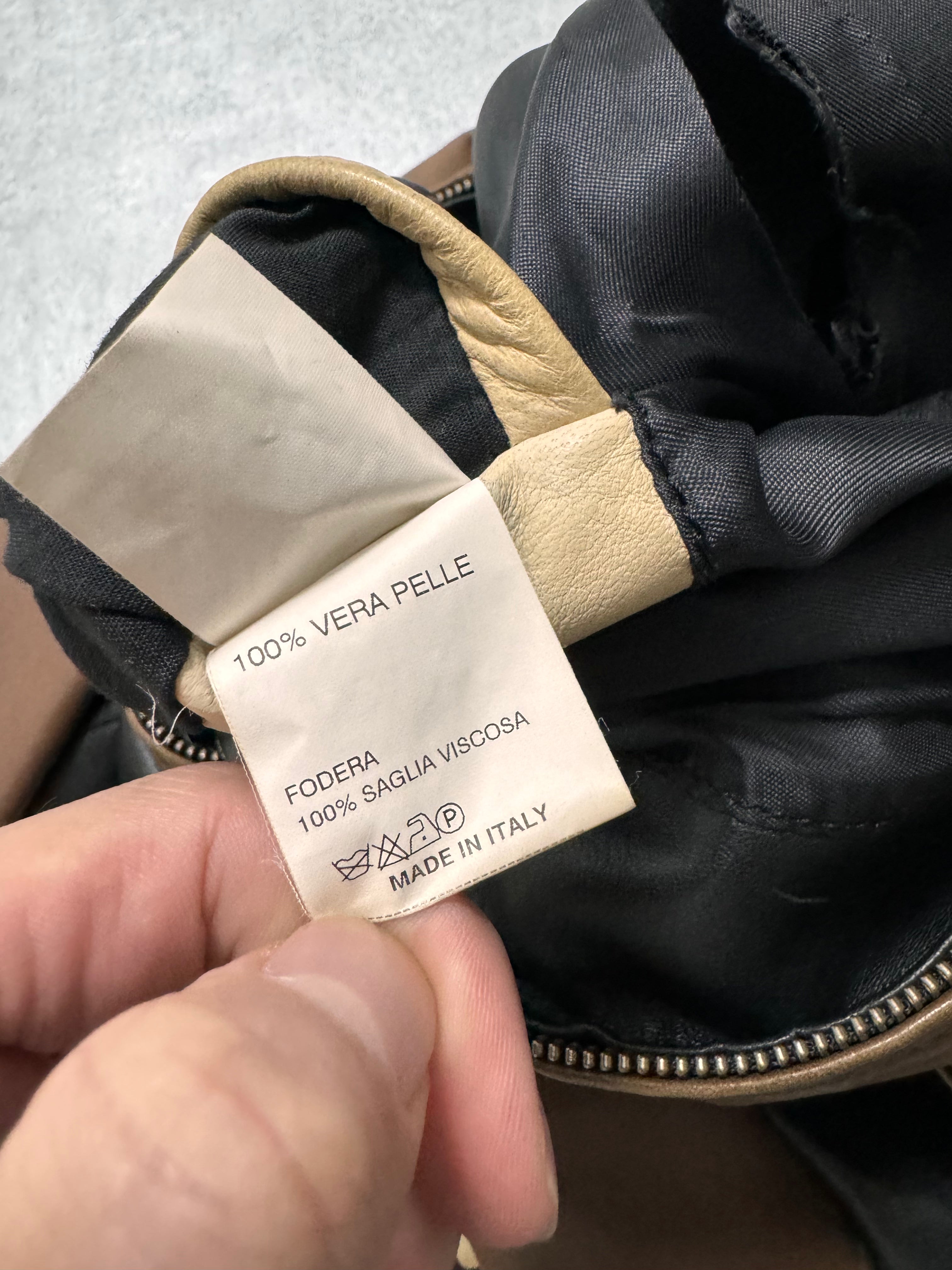 2000s Daniele Alessandrini Biker Tricolour Leather Jacket