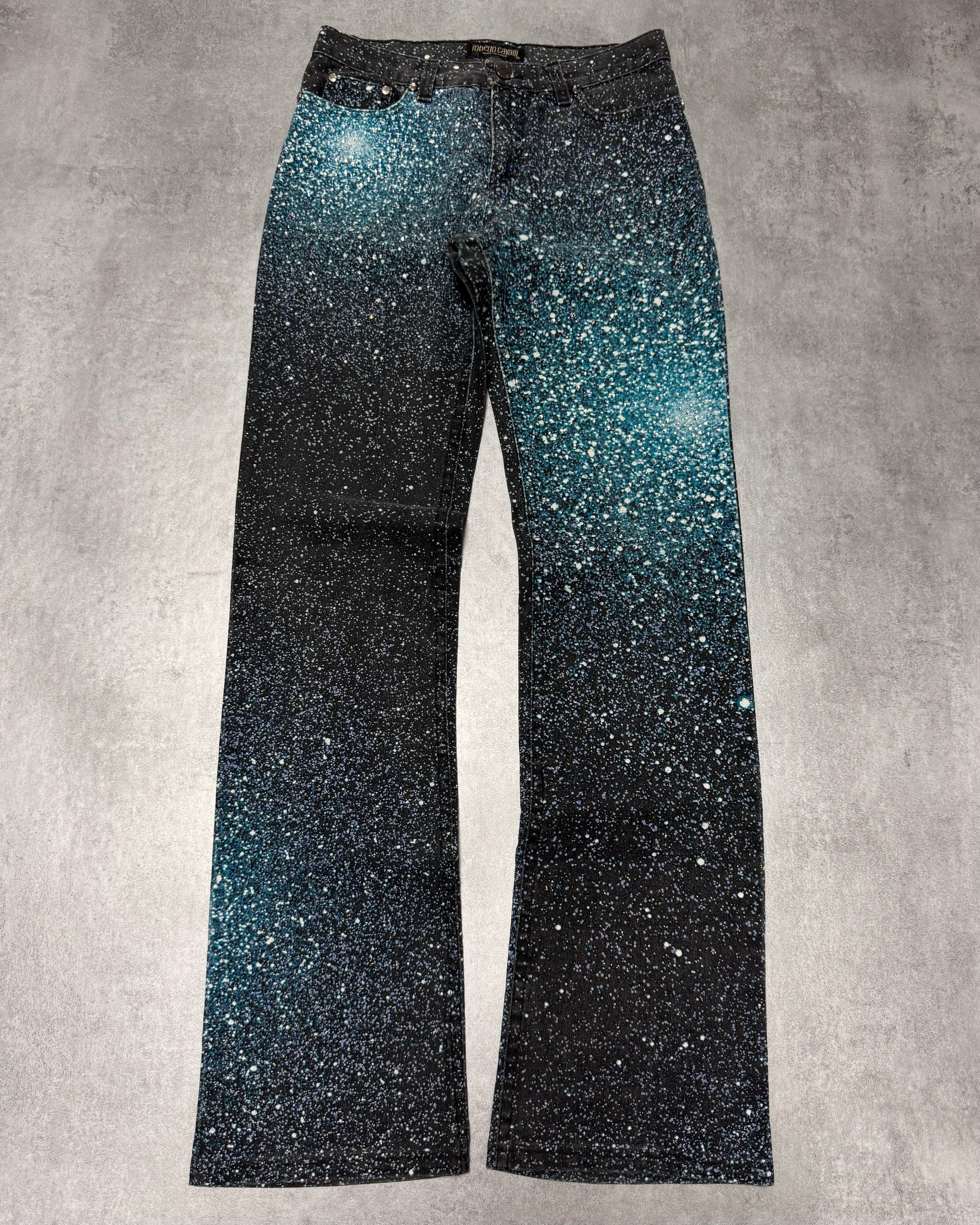 2000s Roberto Cavalli Galaxy Expansion Blue Pants
