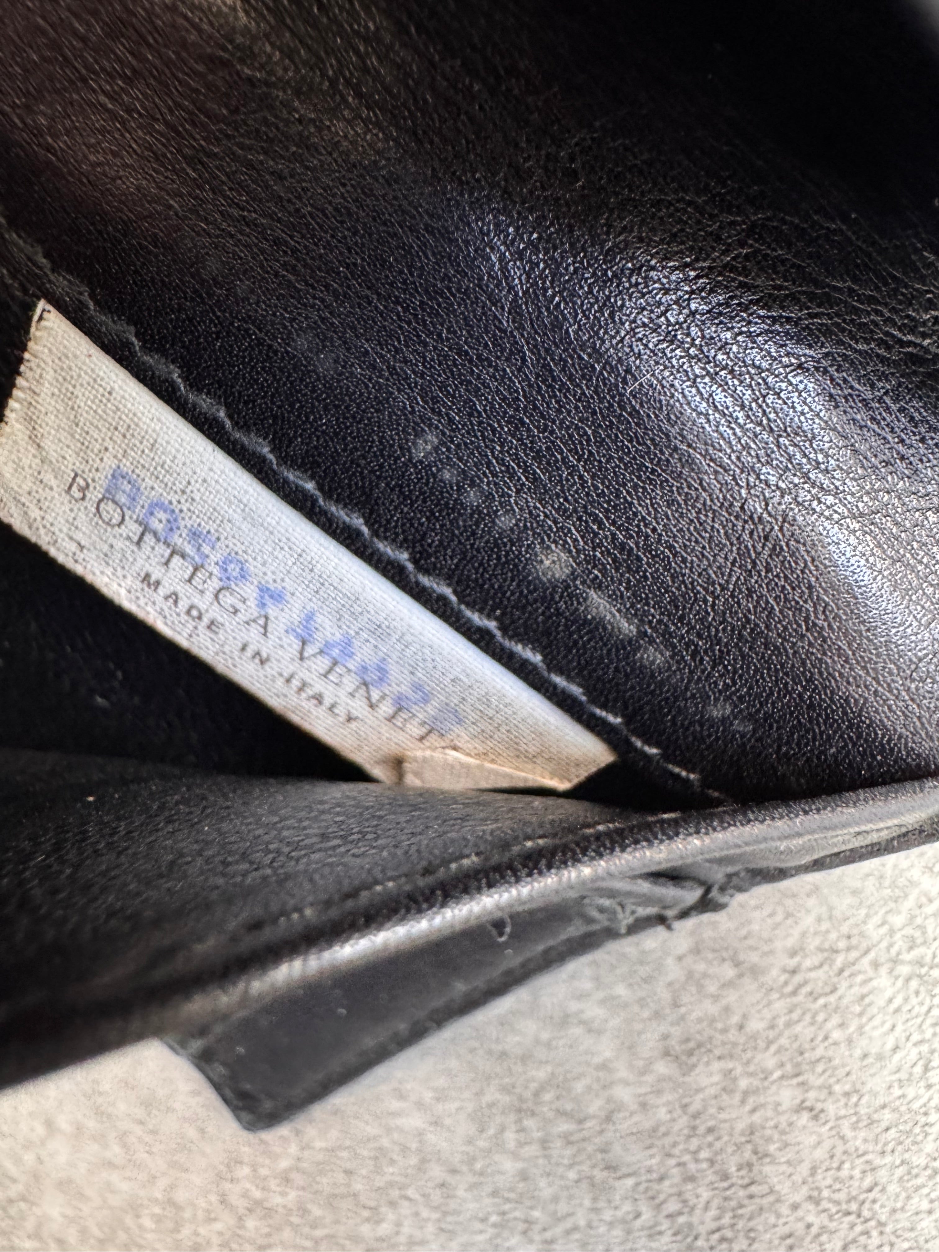 1990s Bottega Venetta Intrecciato Black Woven Leather Wallet