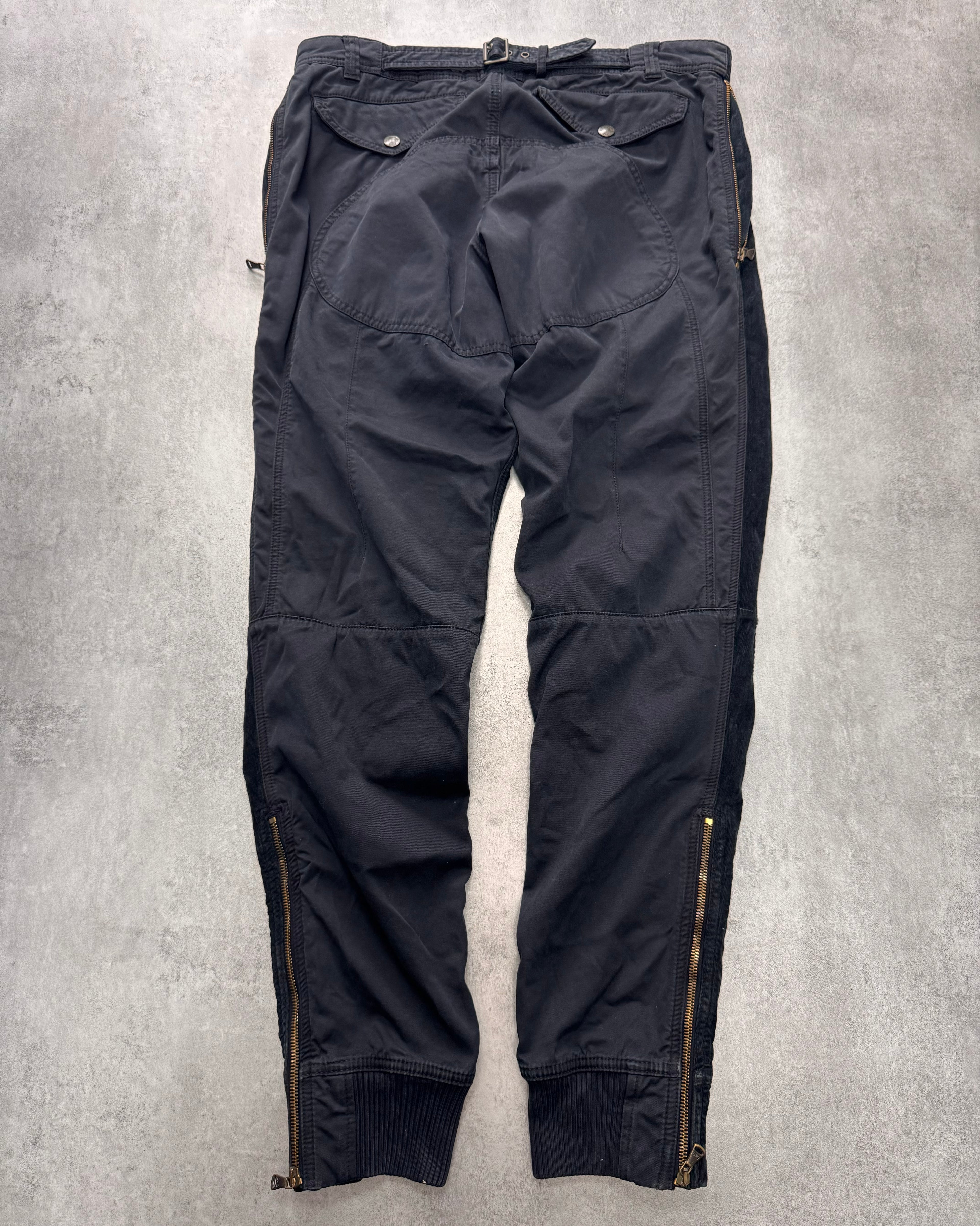 2010s Dolce & Gabbana Navy Hybrid Velvet Cargo Pants