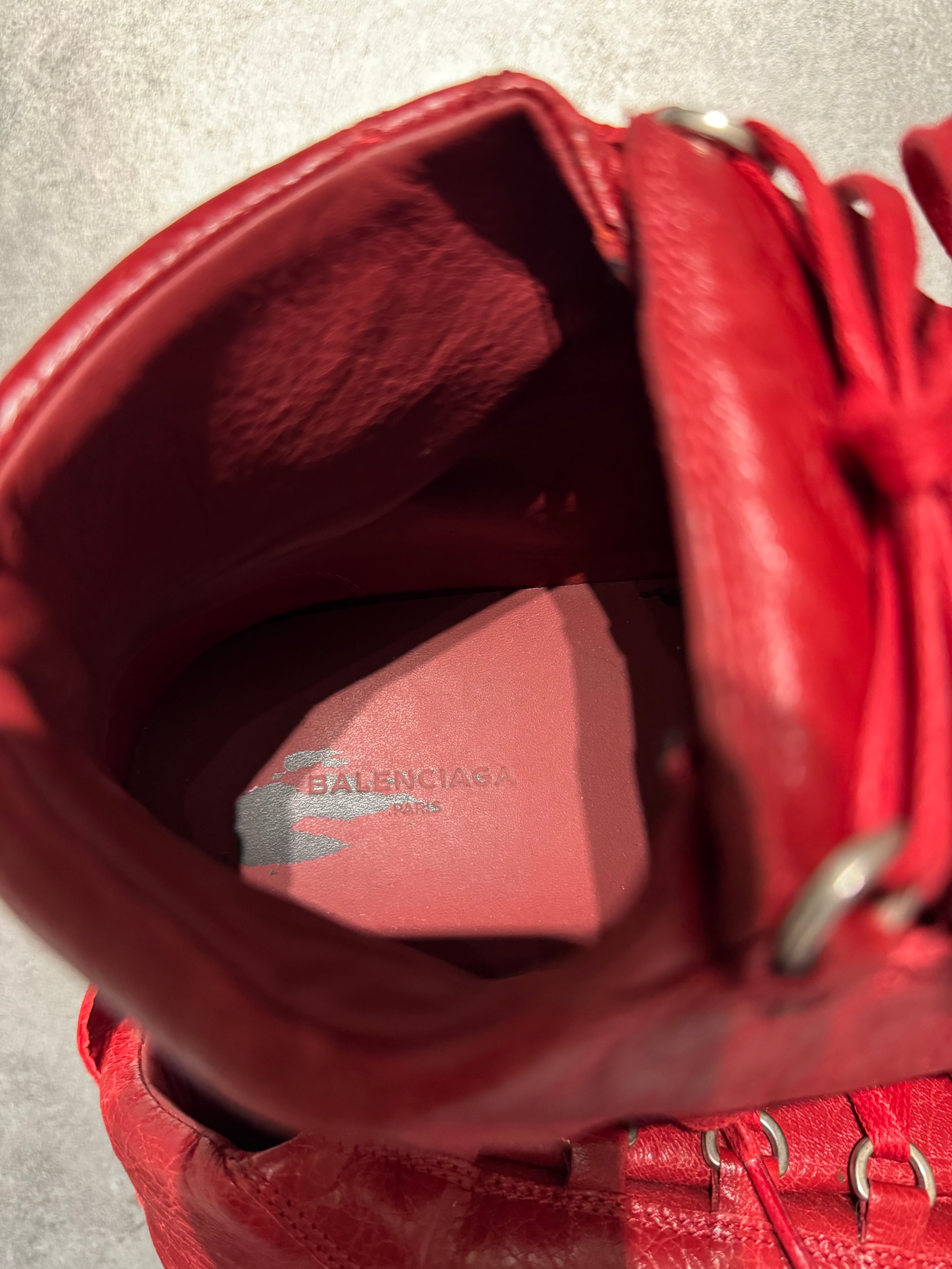 Balenciaga Arena Red High Top Leather Sneakers (41,5eu/us8)
