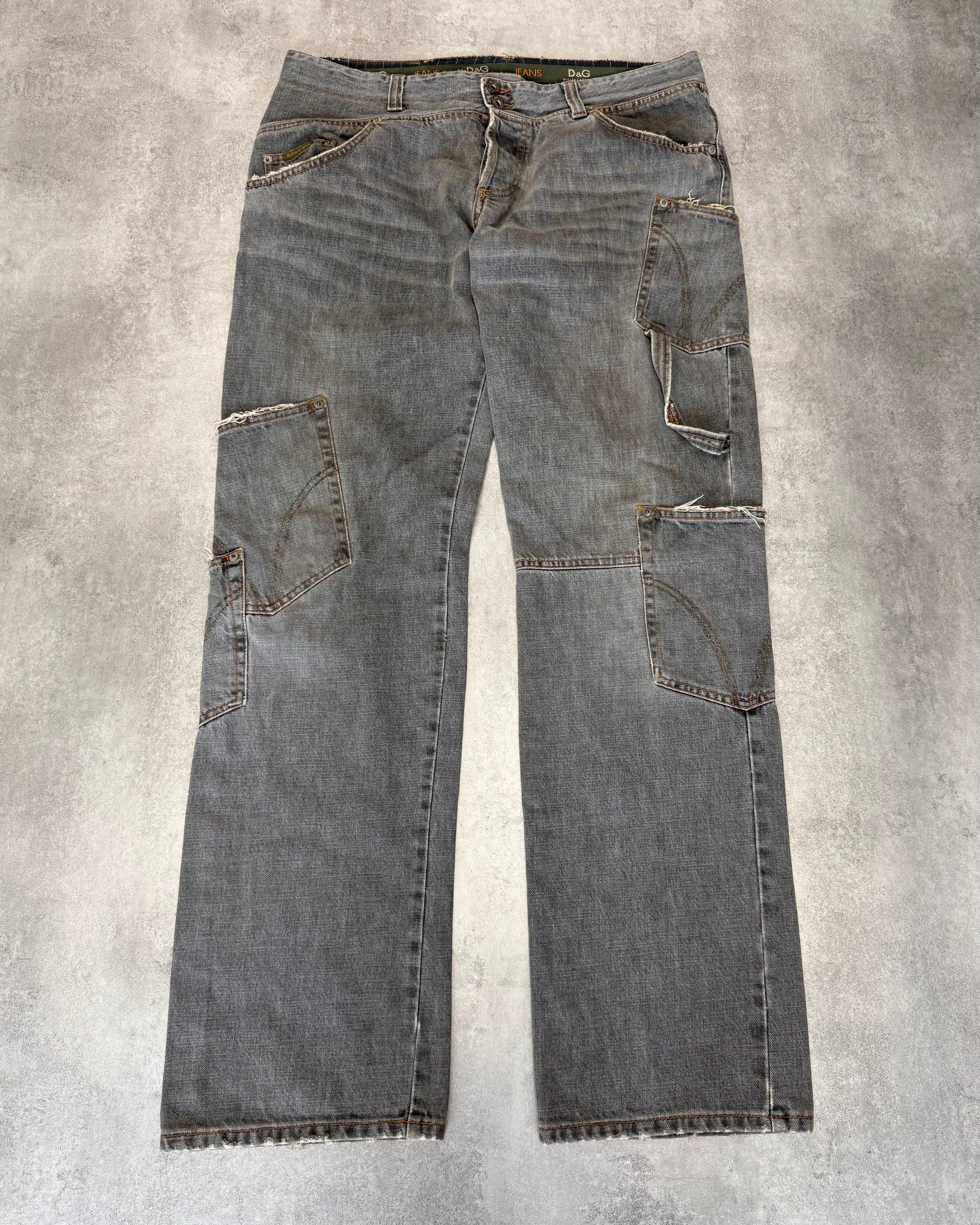 AW2003 Dolce & Gabbana Multi-Pocket Asymmetrical Carpenter Jeans