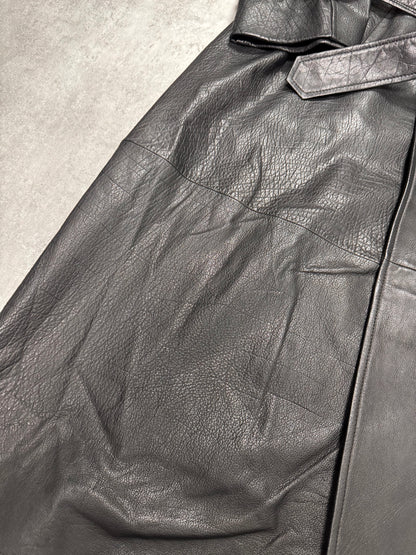 AW2023 Emporio Armani Black Buffalo Leather Trench Coat (M/L)