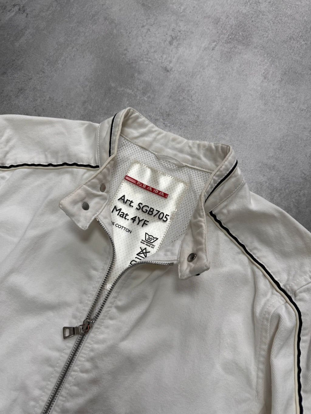 2000s Prada Luna Rossa White Biker Jacket