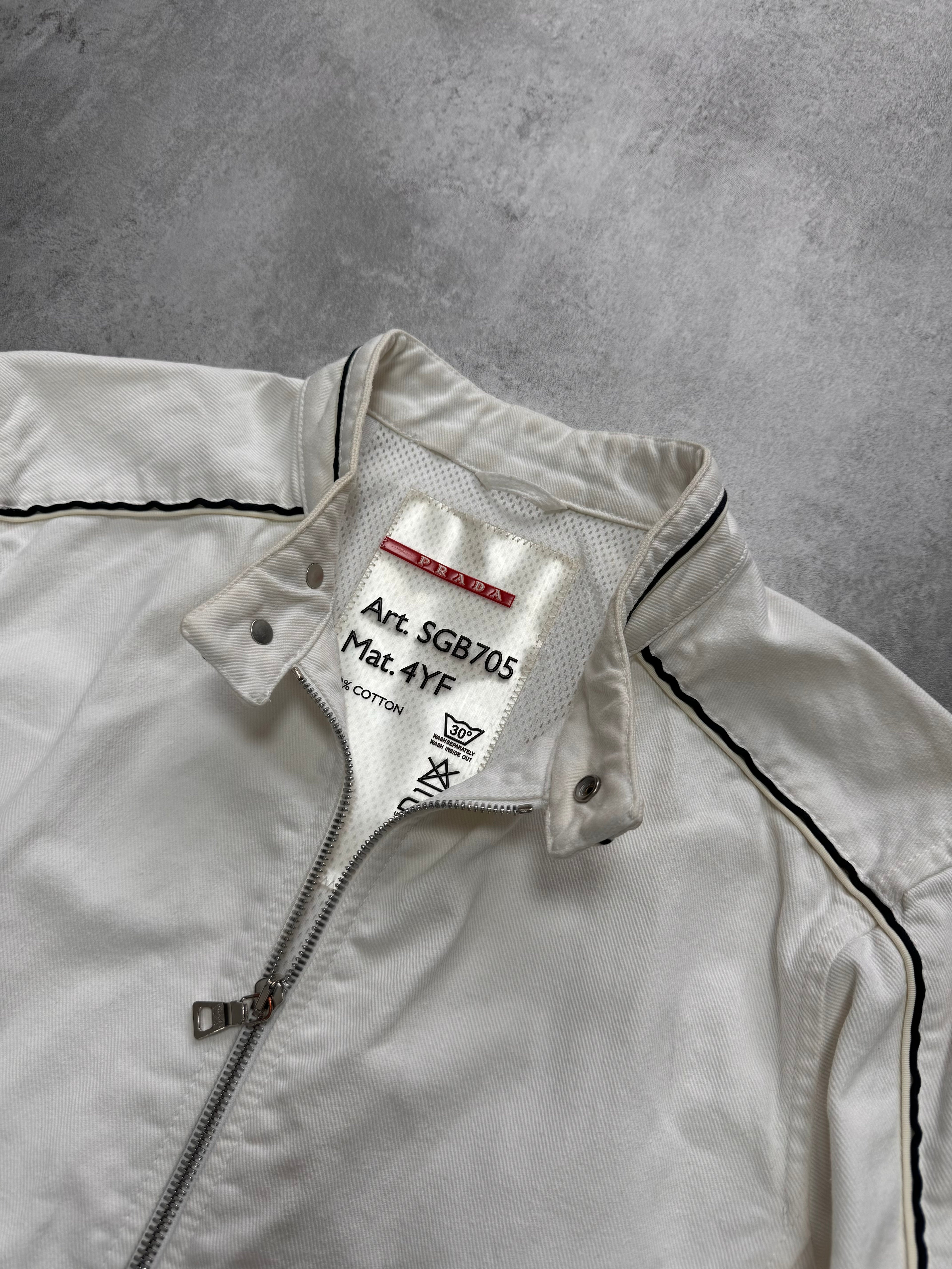 2000s Prada Luna Rossa White Biker Jacket
