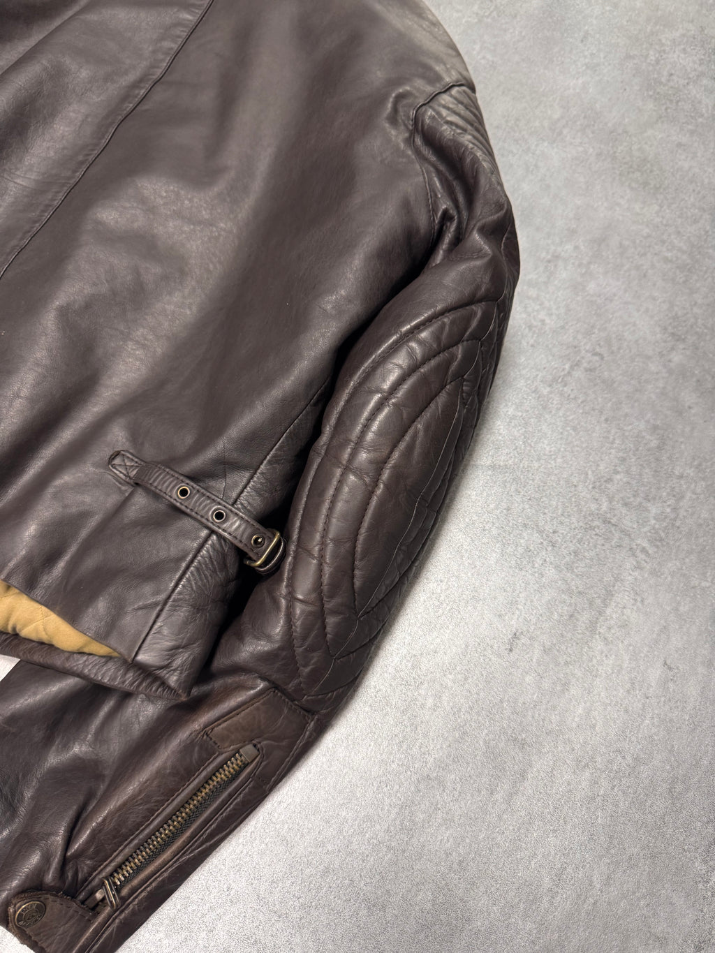 1990s Armani Aviator Bomber Brown Leather Cropped Jacket