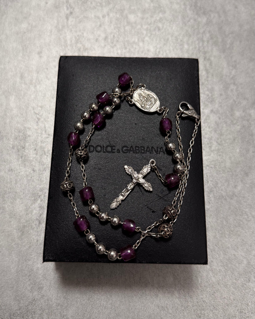 Dolce & Gabbana Purple Crystal Rosary Necklace