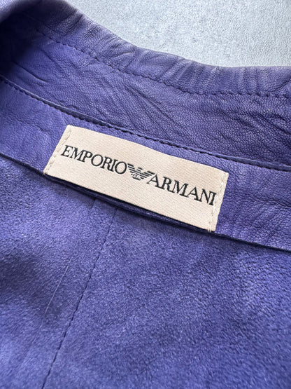 SS2005 Emporio Armani Purple Pleats Leather Buttoned Jacket (XS)