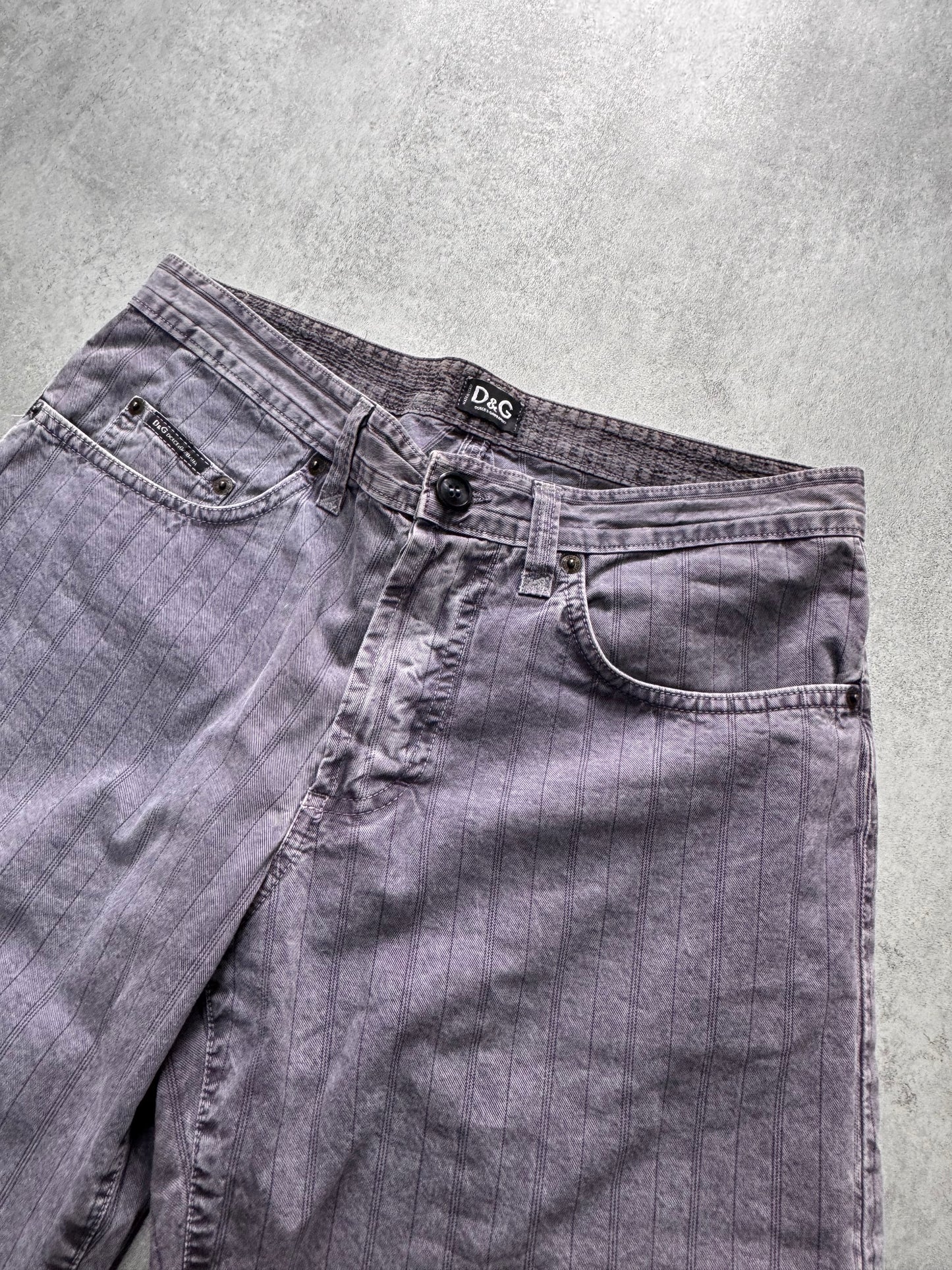 2000s Dolce & Gabbana Purple Grey Stripes Short (S)