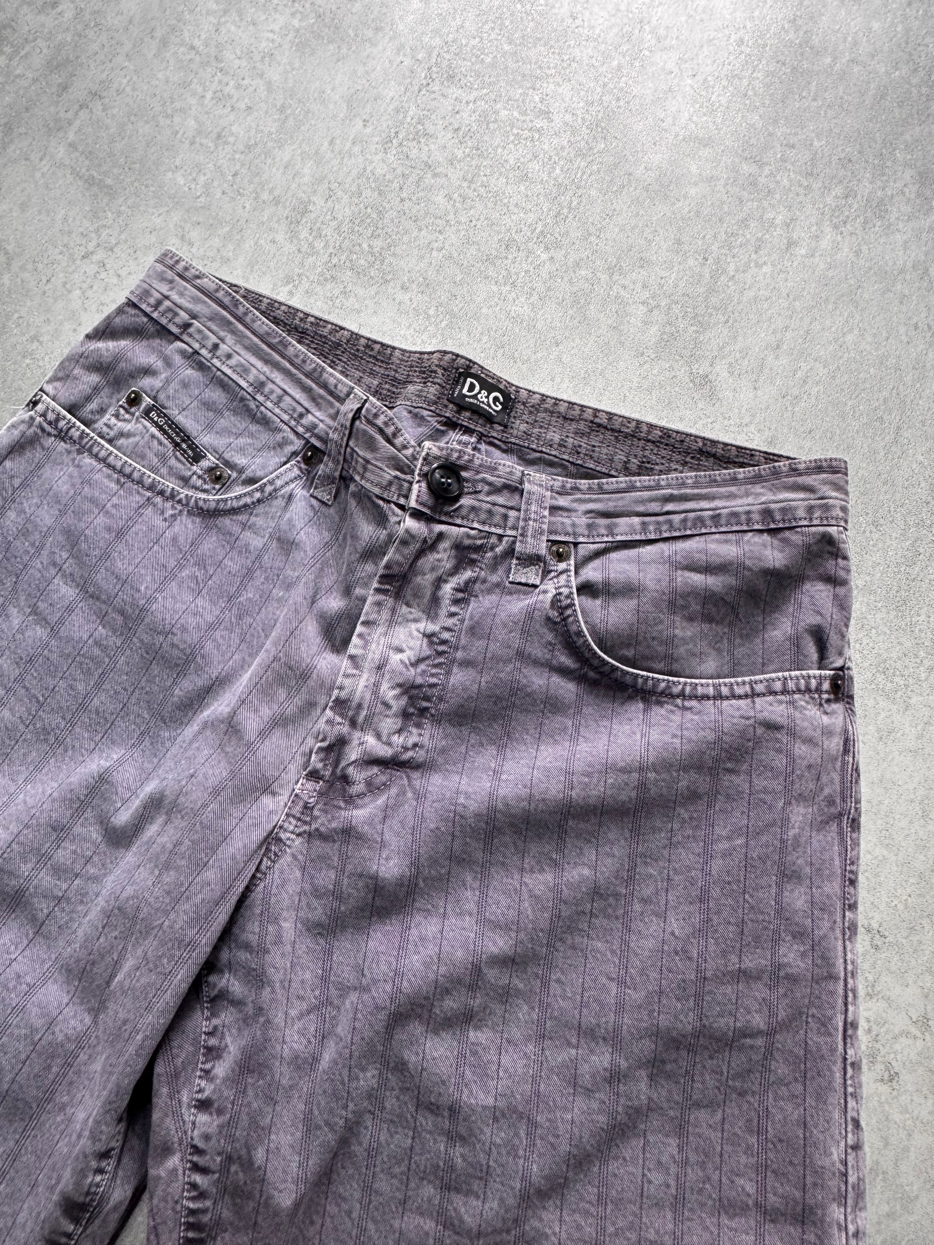 2000s Dolce & Gabbana Purple Grey Stripes Short