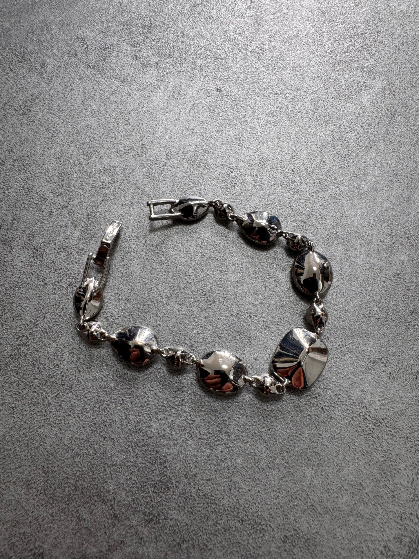 1990s Givenchy Gemstones Reversible Stainless Steel Bracelet (OS)