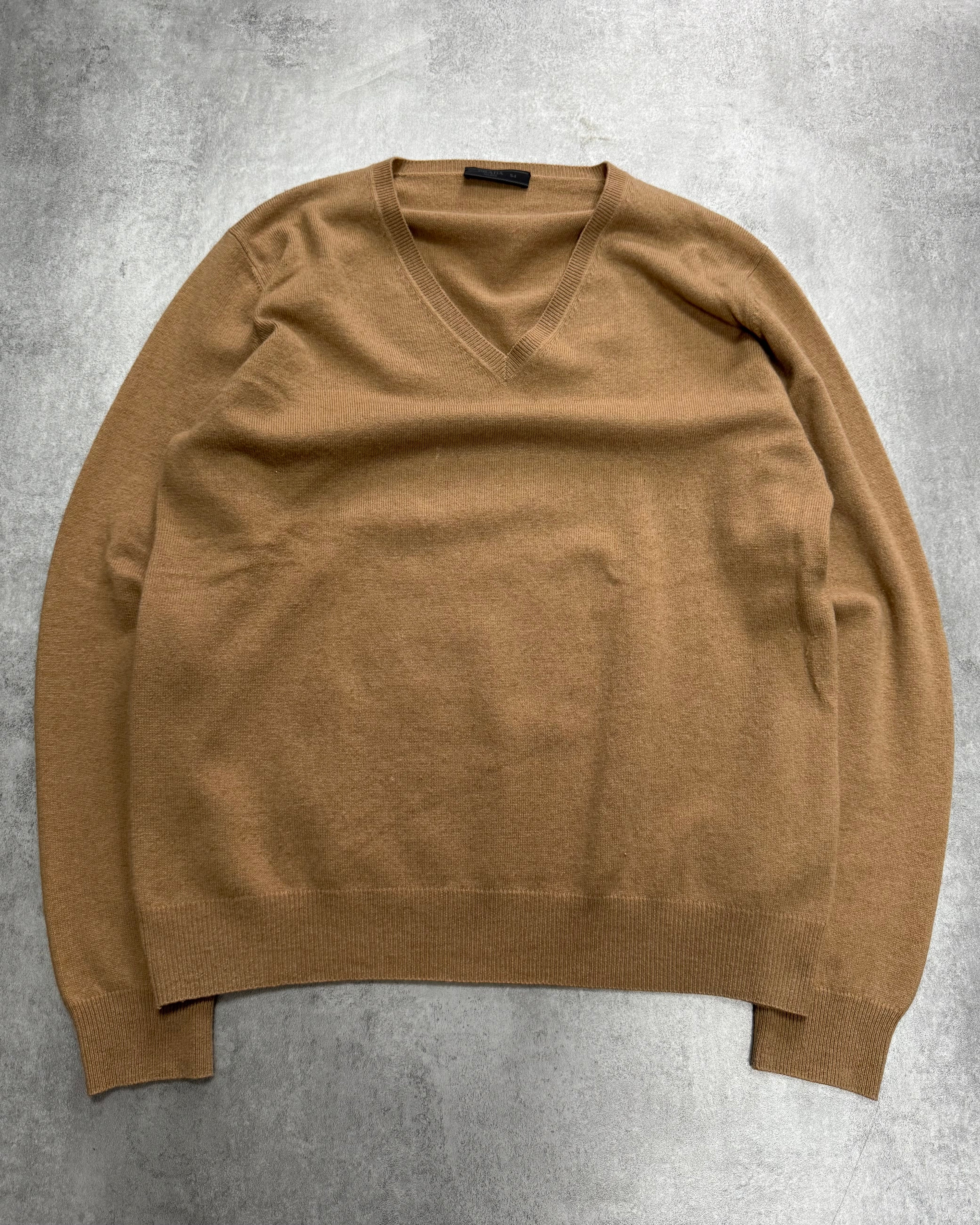 AW2010 Prada V Neck Camel Sweater