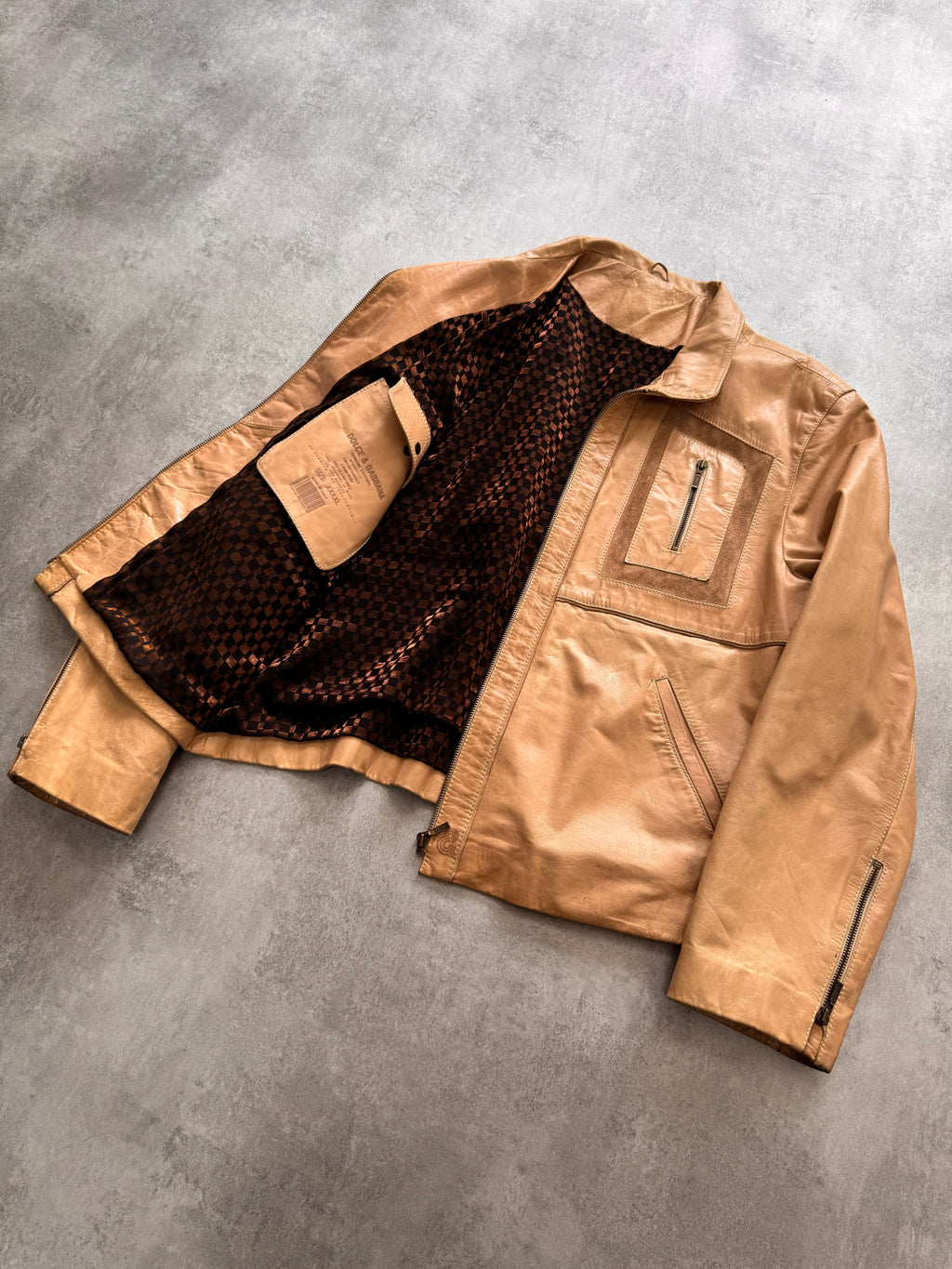 SS2012 Dolce & Gabbana Revolution Sand Leather Jacket