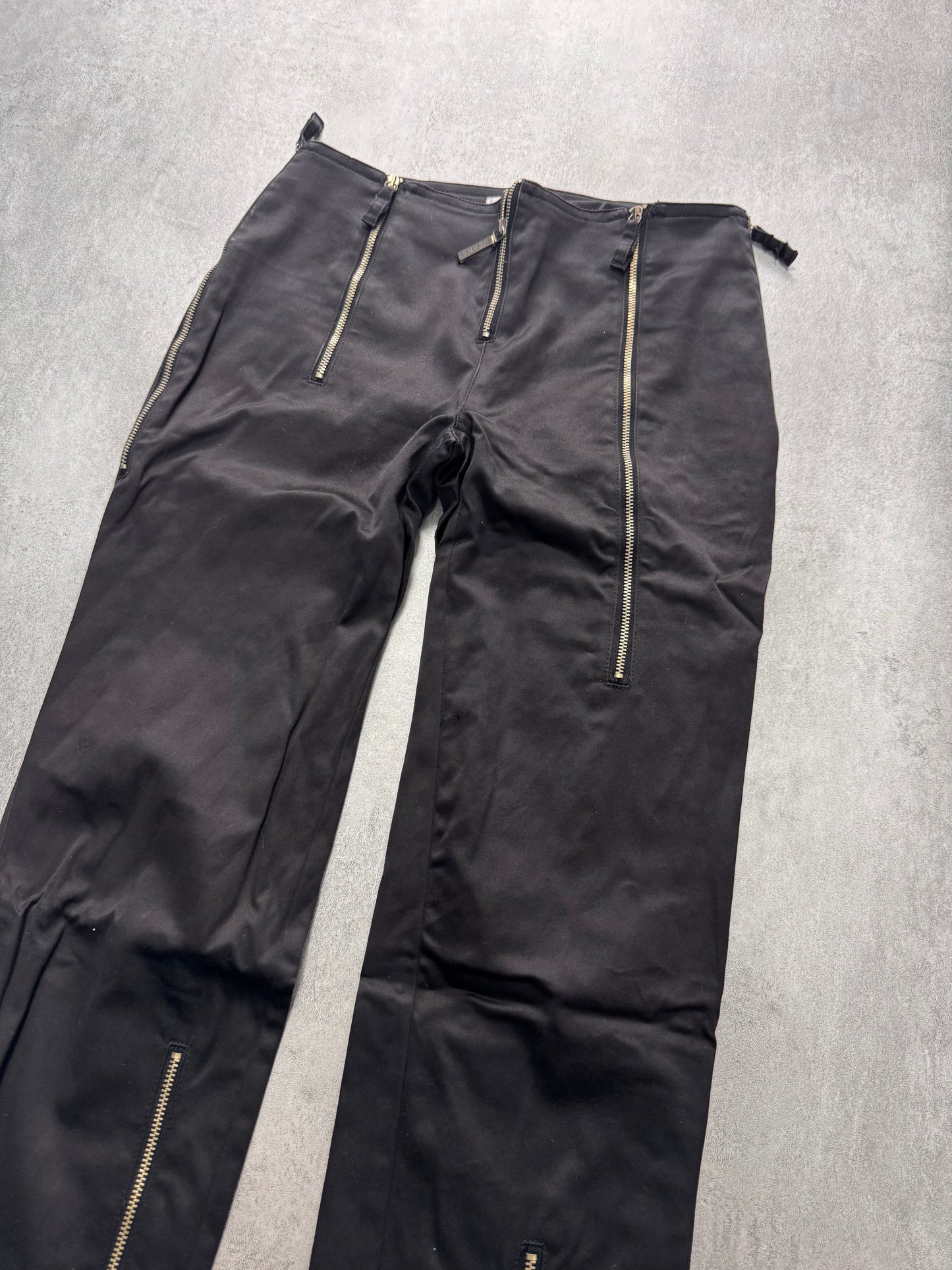 2000s Moschino Vertical Multi-Zips Black Cropped Pants (XS)