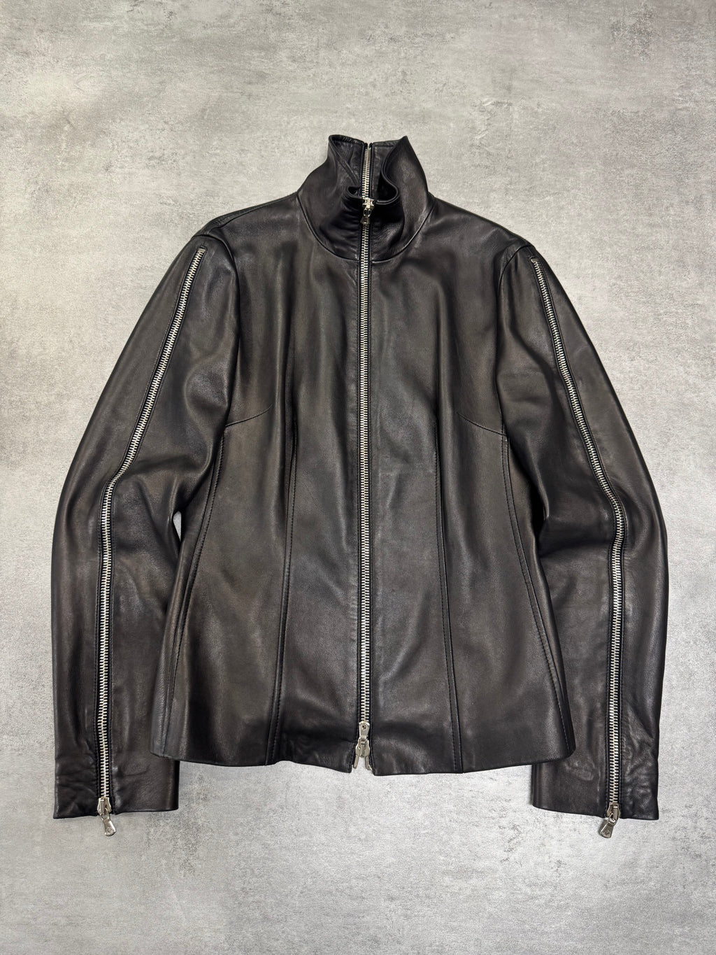 SS2003 Dolce & Gabbana Sexy Biker Multi-Zip Leather Jacket (XS/S)