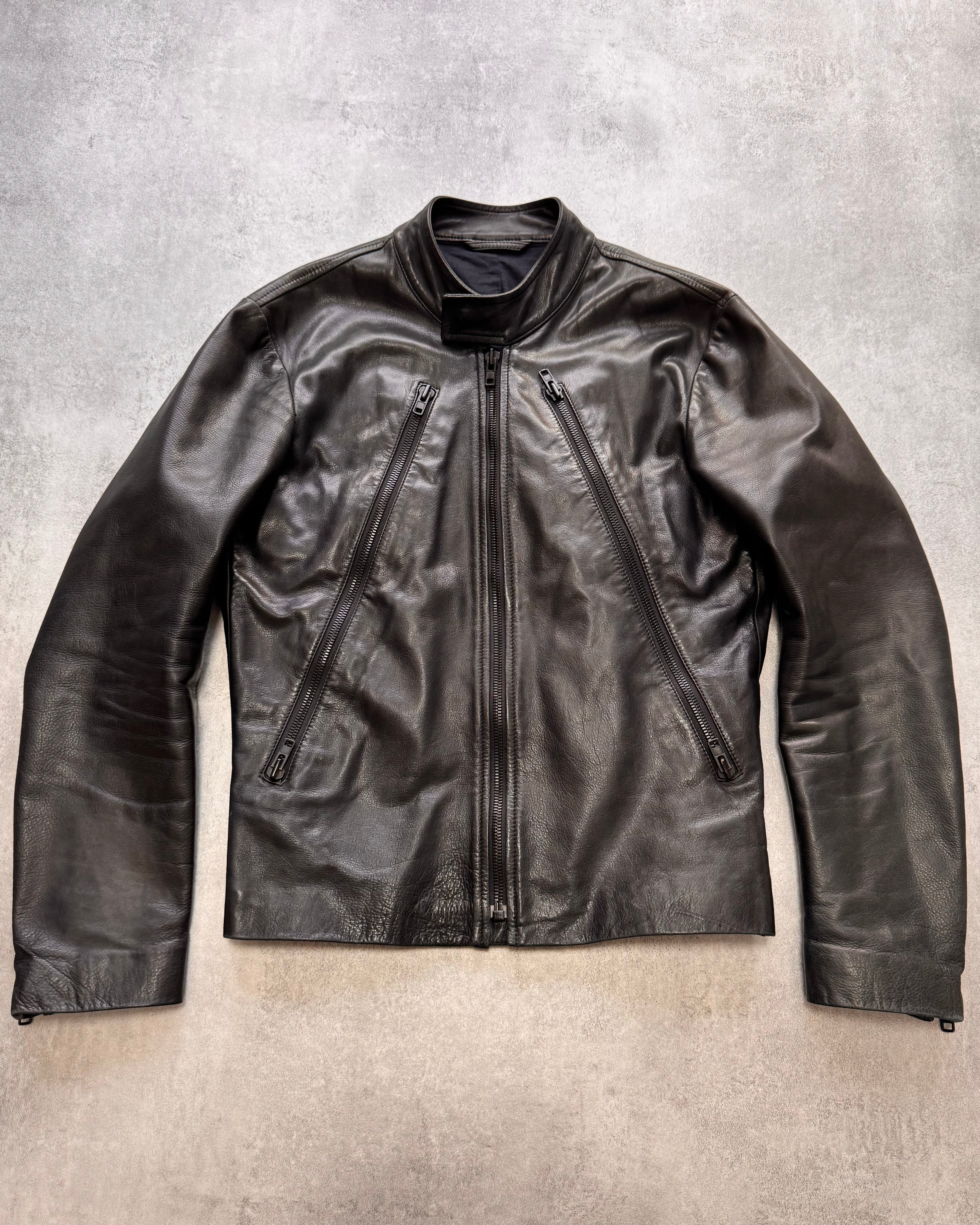 SS2010 Maison Margiela 5-Zip Black Leather Jacket
