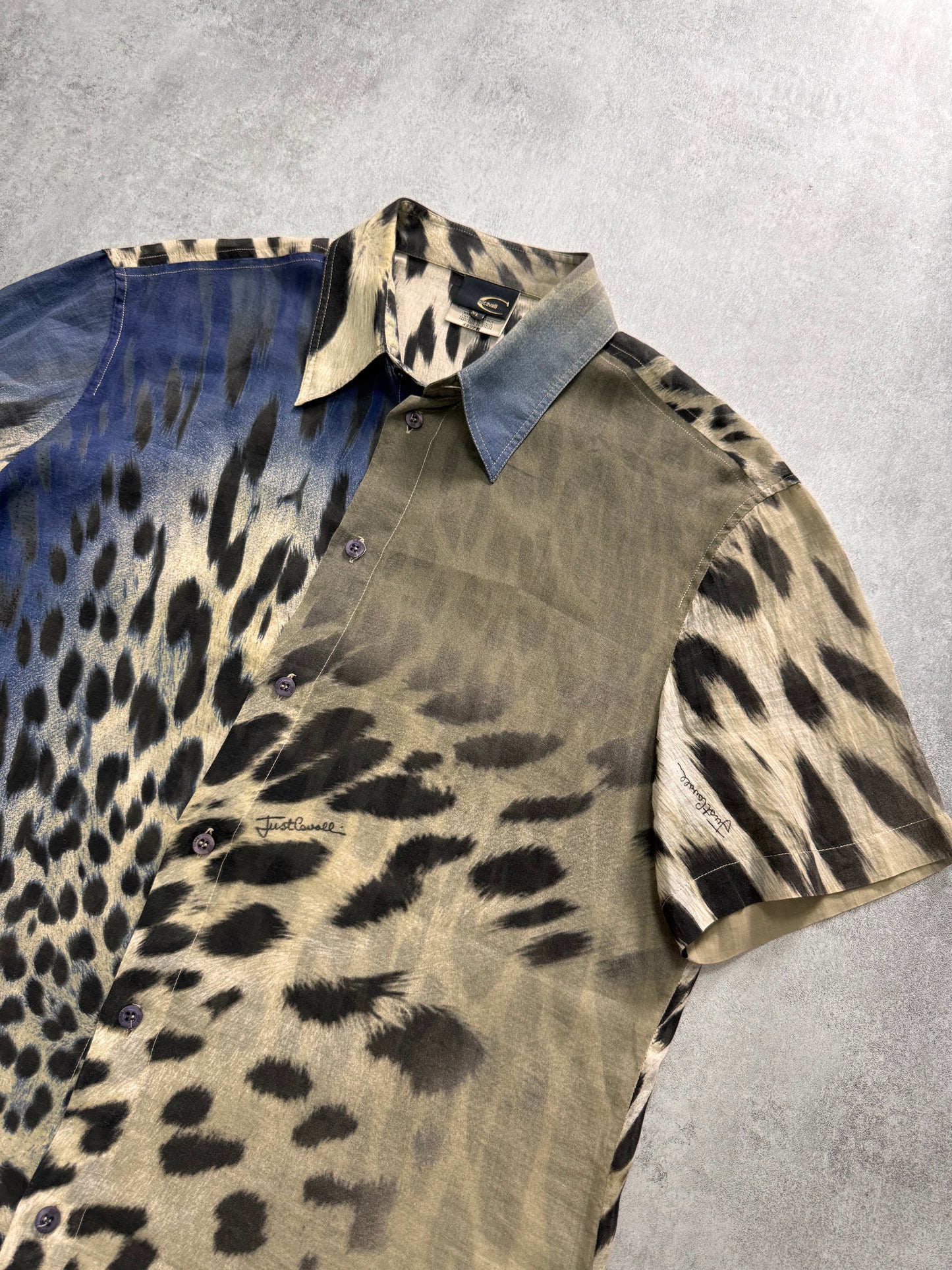 SS2005 Just Cavalli Leopard Ocean Gradient Shirt (L)