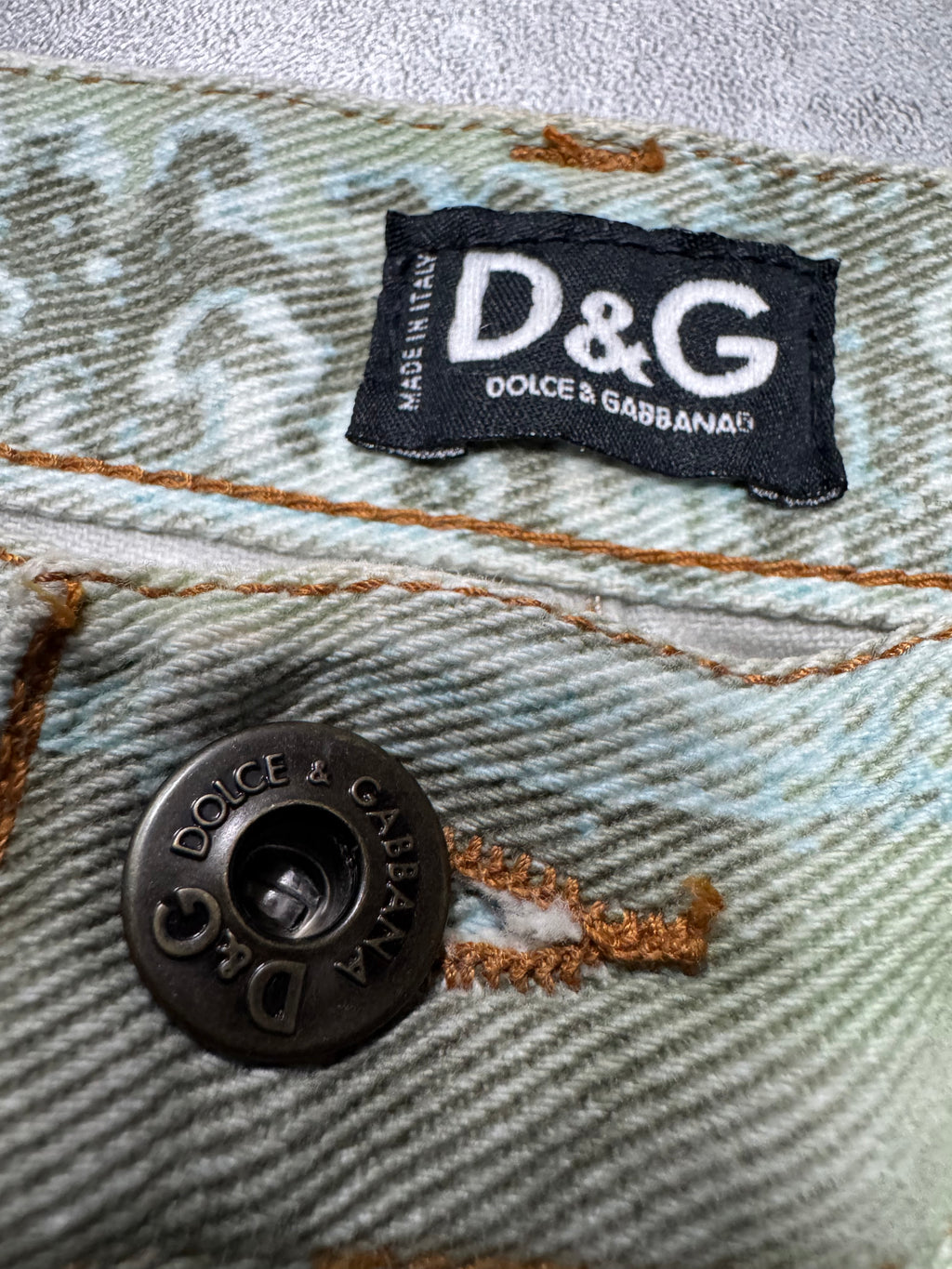 2000s Dolce & Gabbana Green Archive Rug Printed Pants