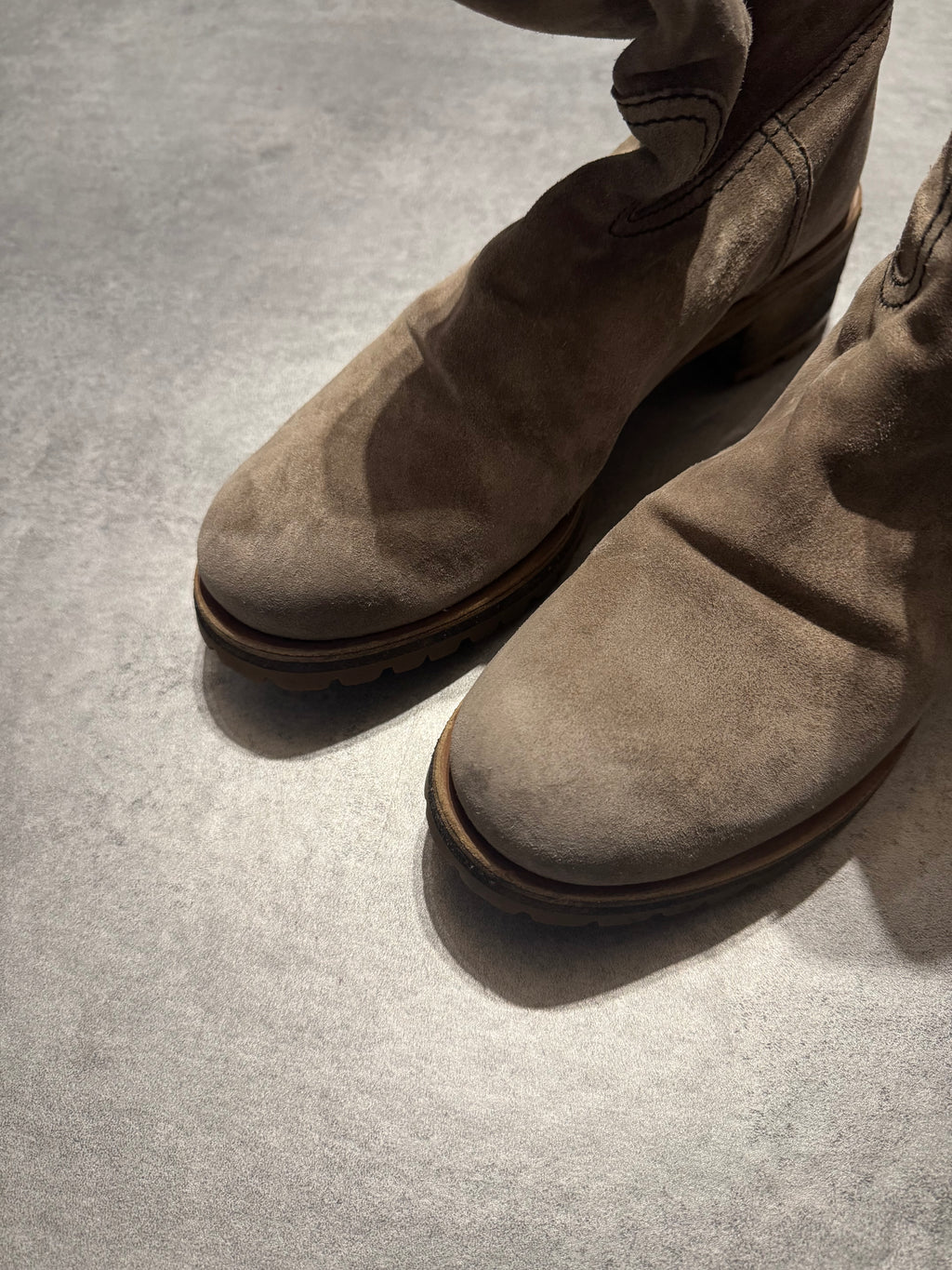 Prada Beige Suede Leather Boots