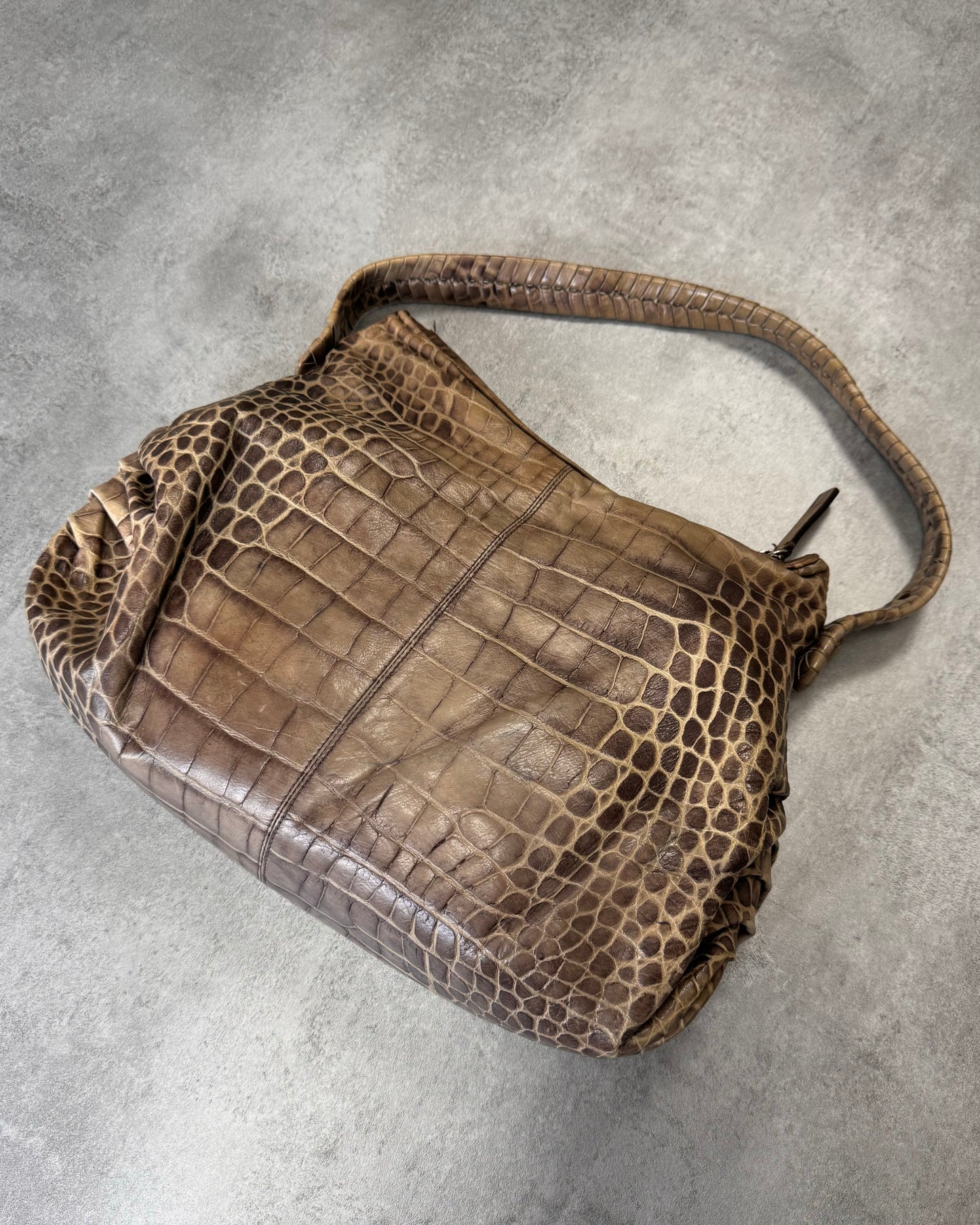 Giorgio Armani Natural Crocodile Effect Leather Bag (OS)