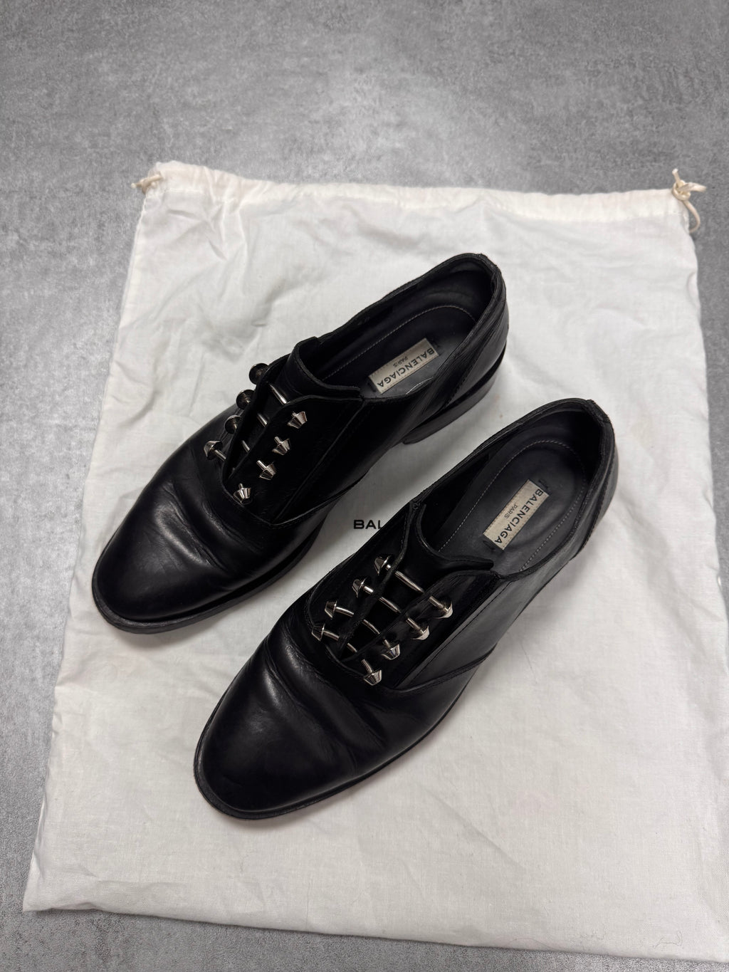 Balenciaga Steel Nails Black Leather Shoes