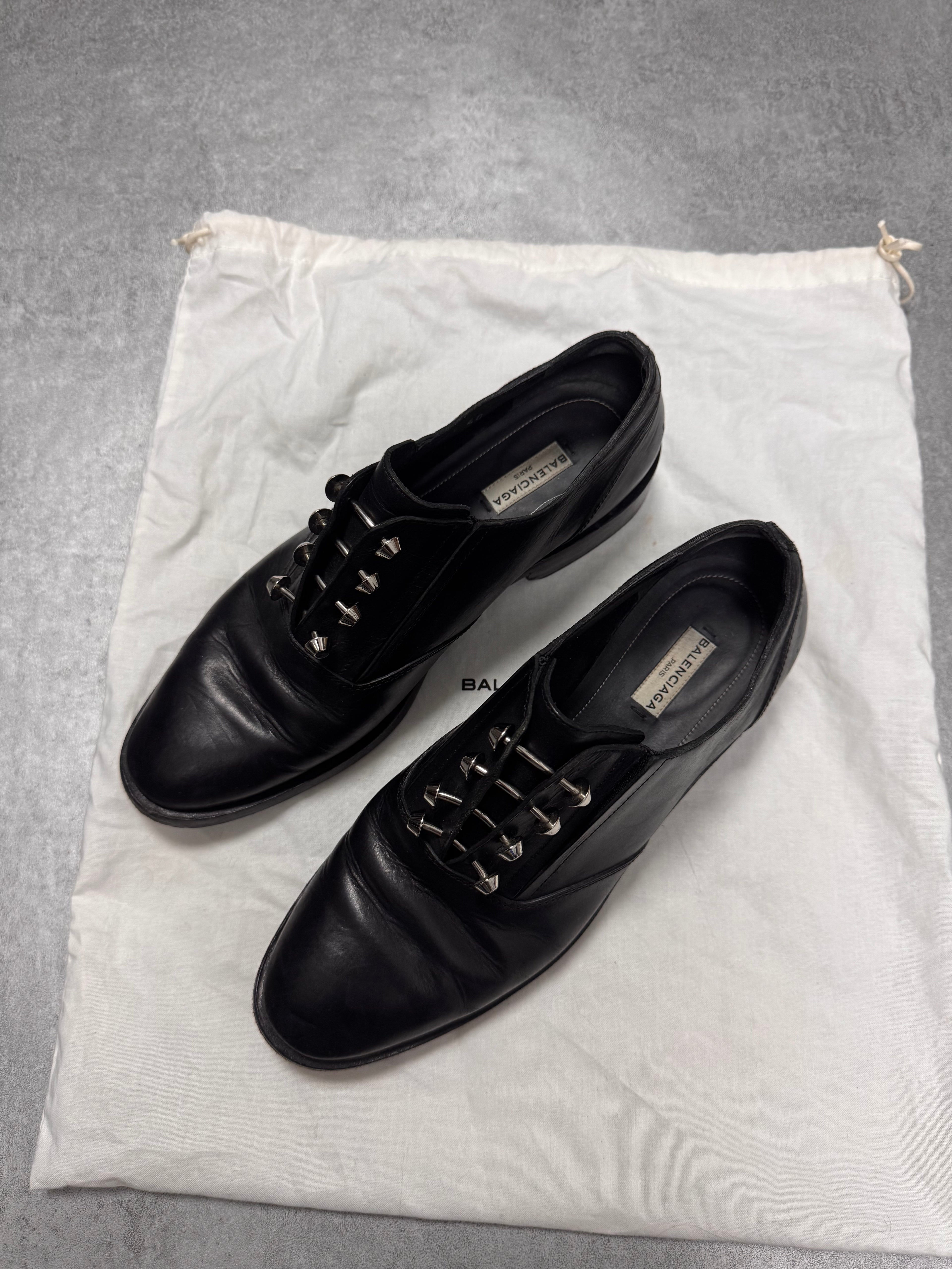 Balenciaga Steel Nails Black Leather Shoes