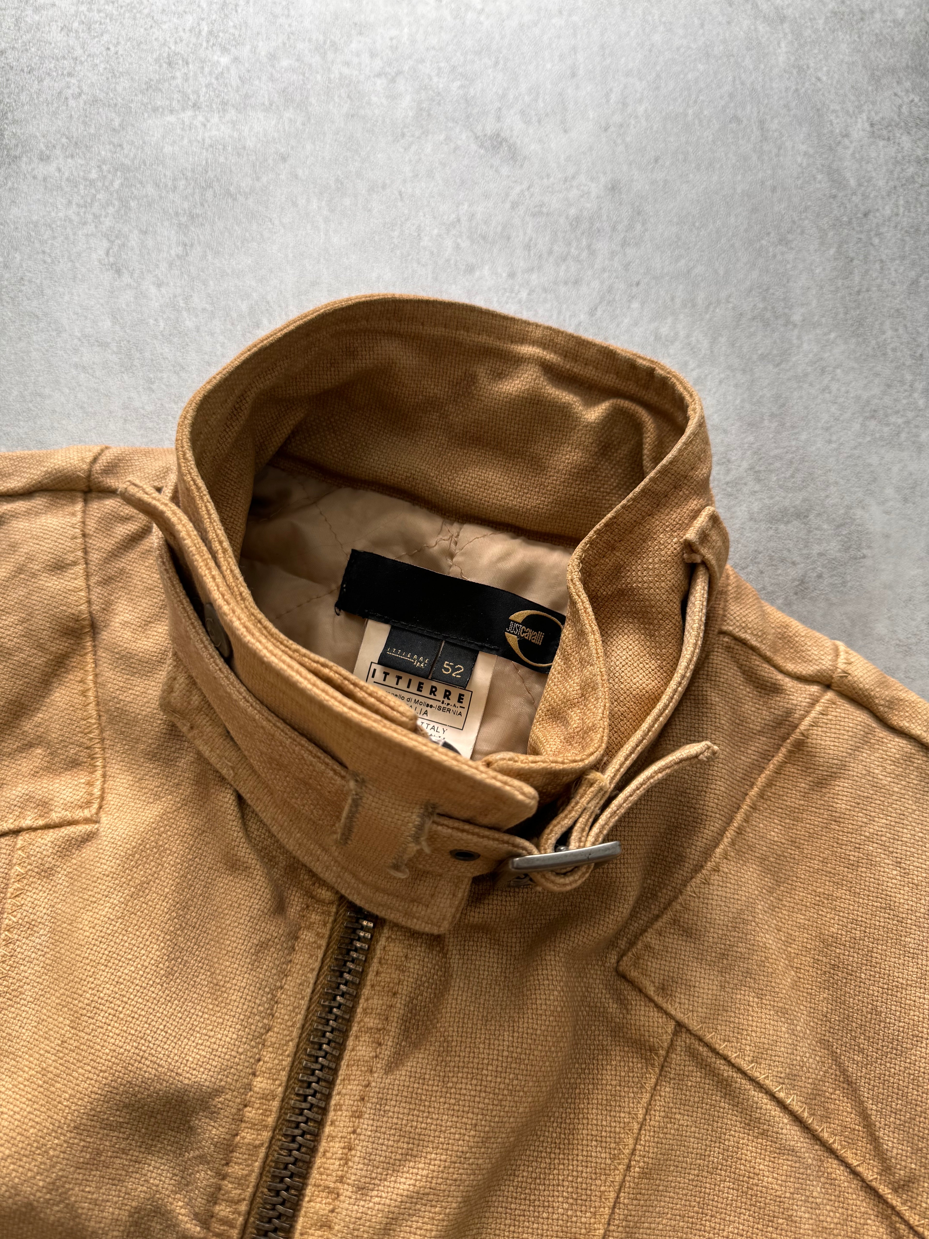 AW2004 Cavalli Astro Biker Beige Denim Jacket