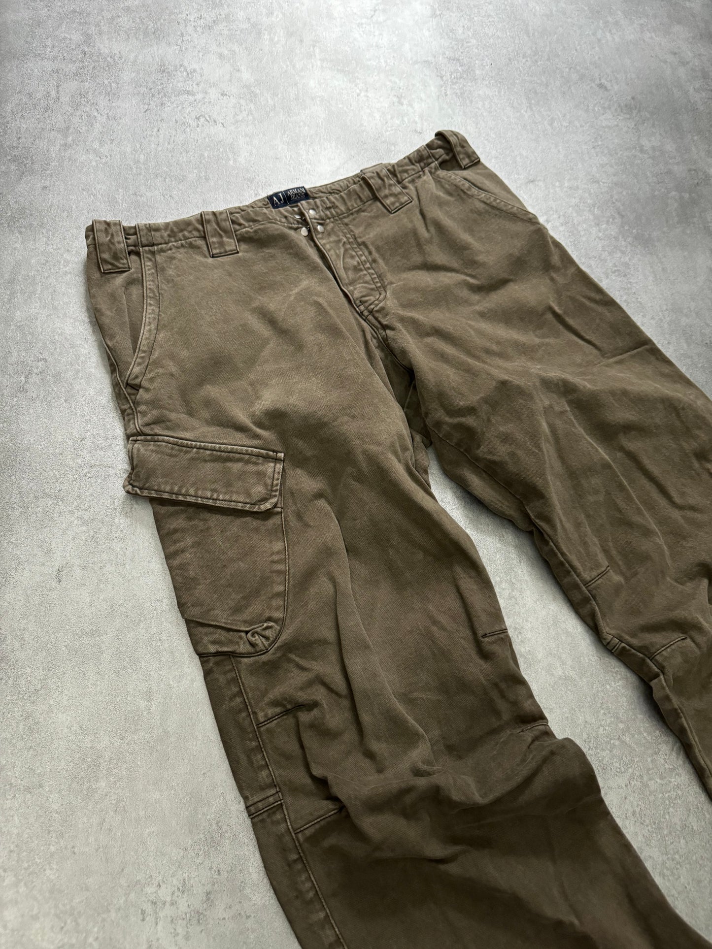 2000s Armani Olive Cargo Wide Pants  (L) - 8