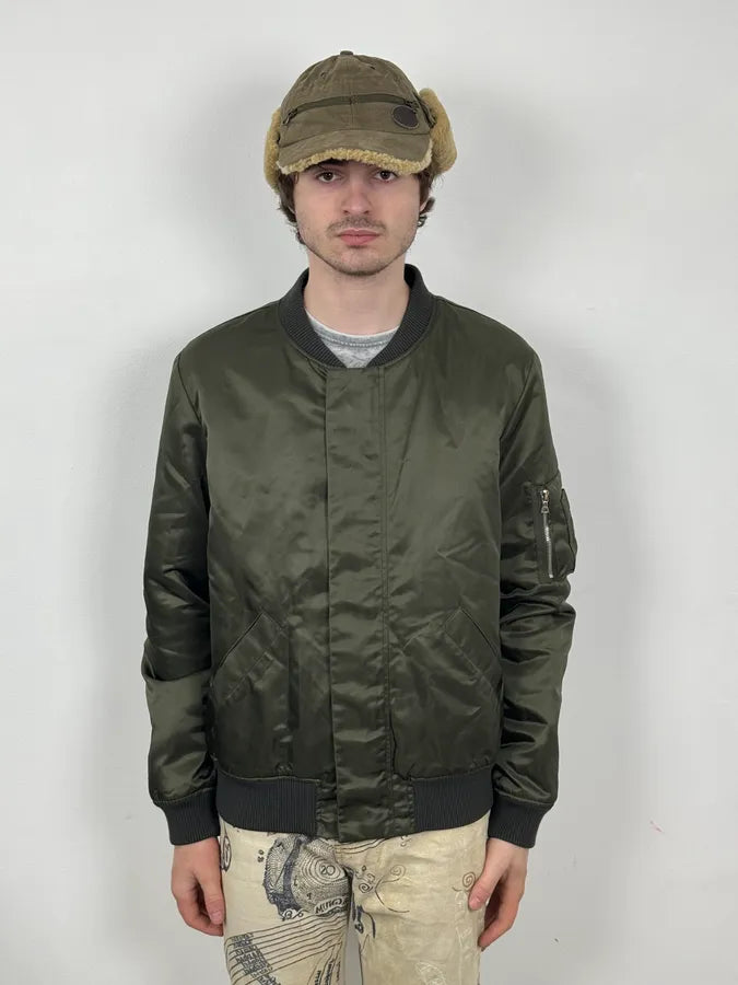 A.P.C. Dark Satin Green Bomber Jacket QLAADvP 1