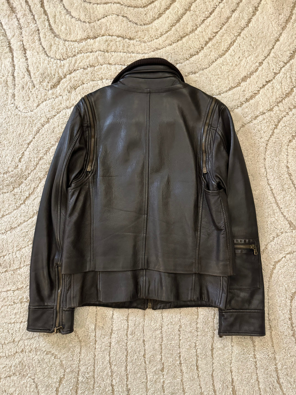 AW04 ドルチェ＆ガッバーナ ユーティリティ デタッチャブル レザー ボンバー ジャケット (M)