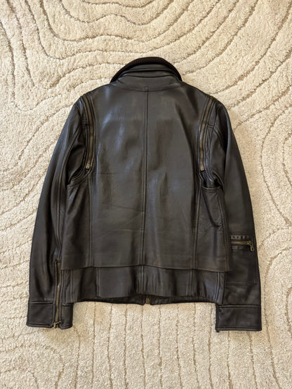 AW04 Dolce & Gabbana Utility Detachable Leather Bomber Jacket (M)