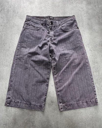 2000s Dolce & Gabbana Purple Grey Stripes Short (S)