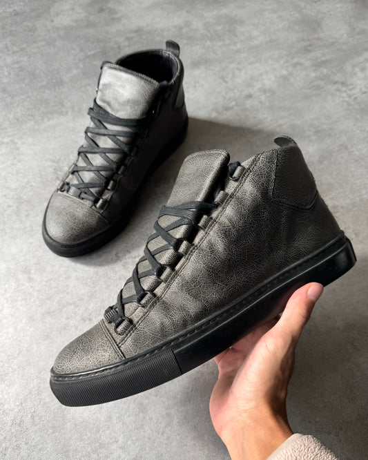 Balenciaga Arena High Cracked Grey Print Sneakers (43eu/us9)