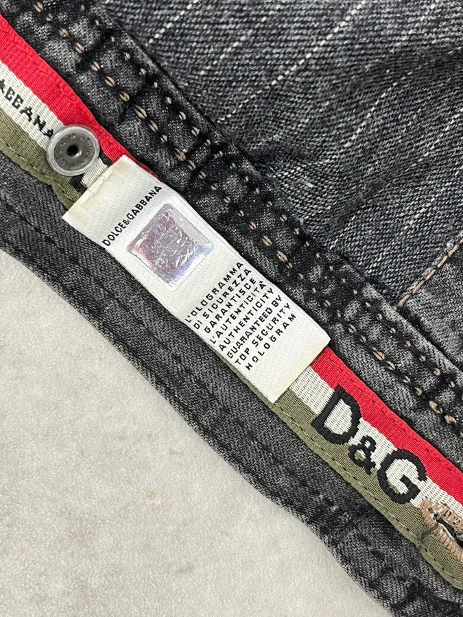 AW2004 Dolce & Gabbana Grey Denim Pocket Straps Jacket QaXDBEc 11