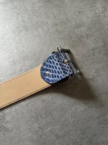 Artisanal Italian Python Leather Navy Belt (OS) - 4