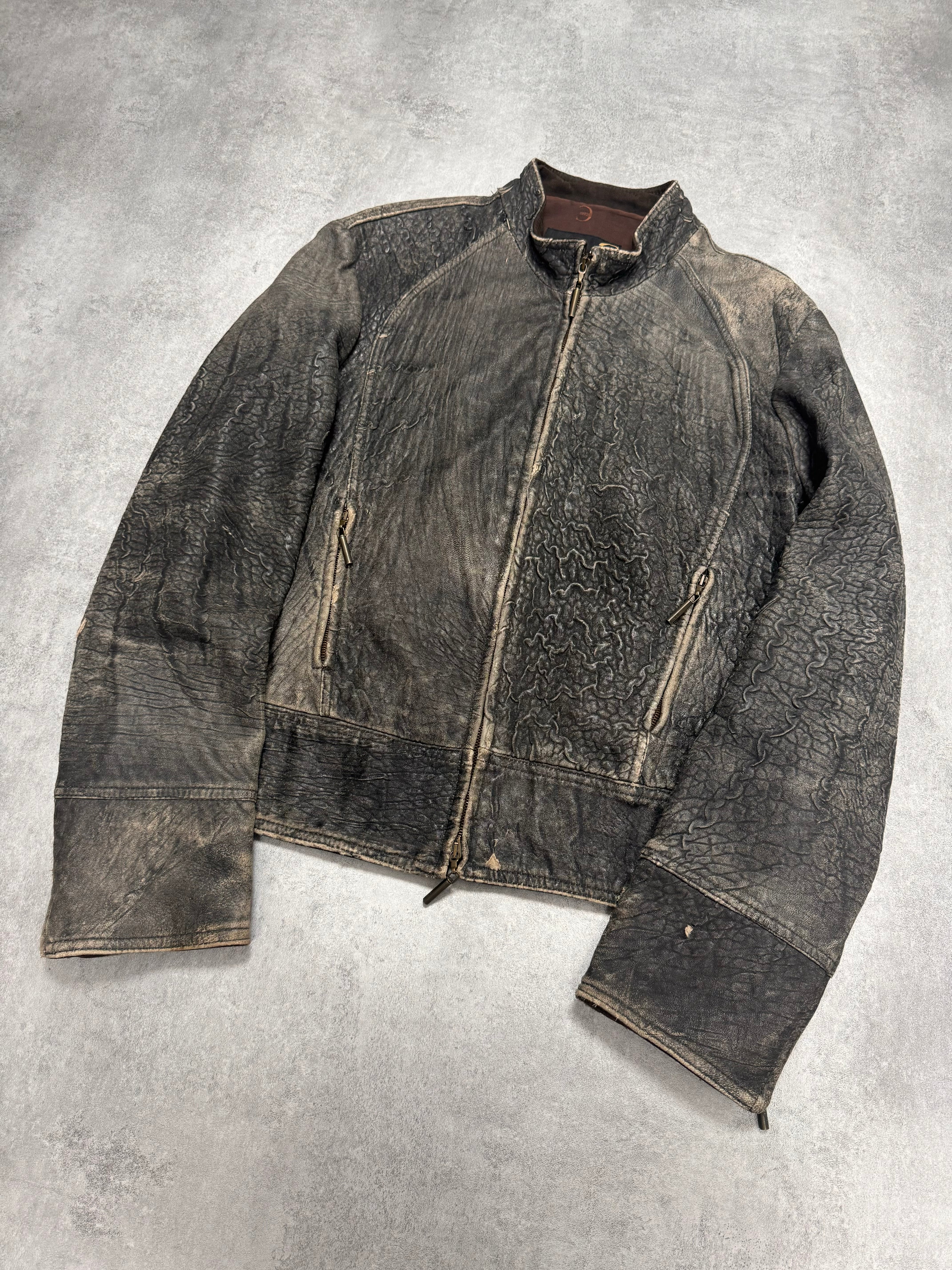 2000s Cavalli Scarred Raw Leather Jacket (M/L)