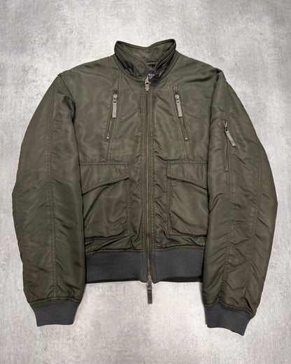 2000s Armani Olive Utility Drift Bomber Jacket (M)