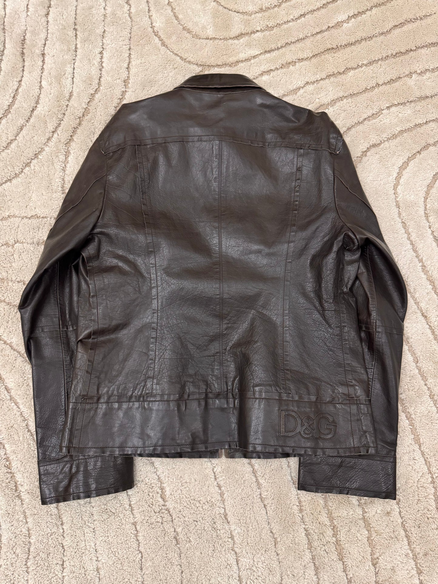 2000s Dolce & Gabbana Spy Leather Jacket (L/XL)