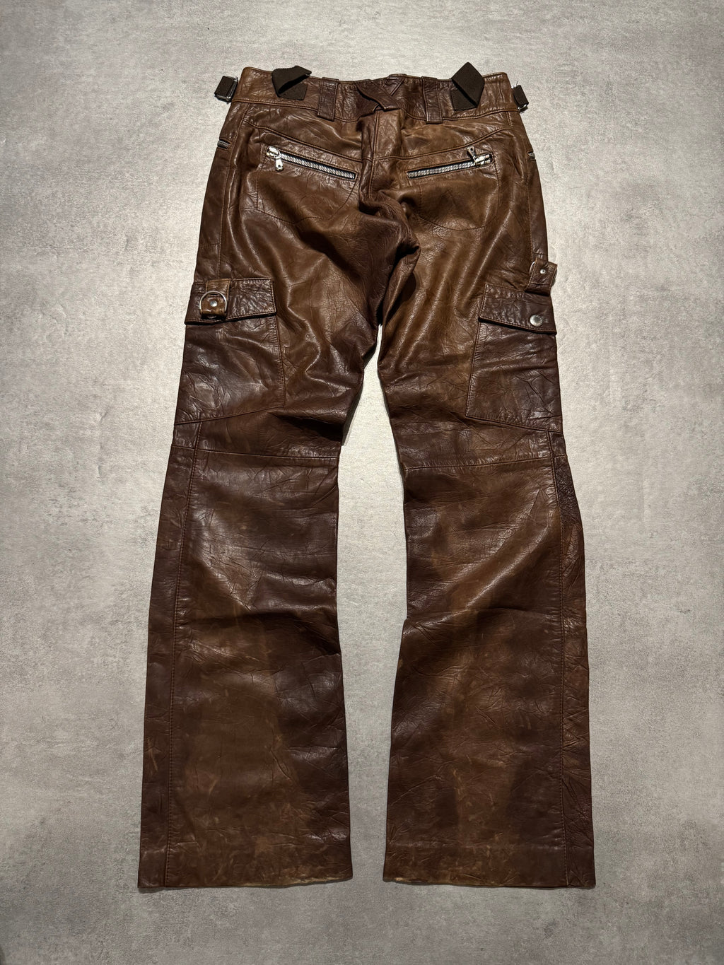 SS2004 Dolce & Gabbana Ninja Multi-Zip Brown Leather Pants