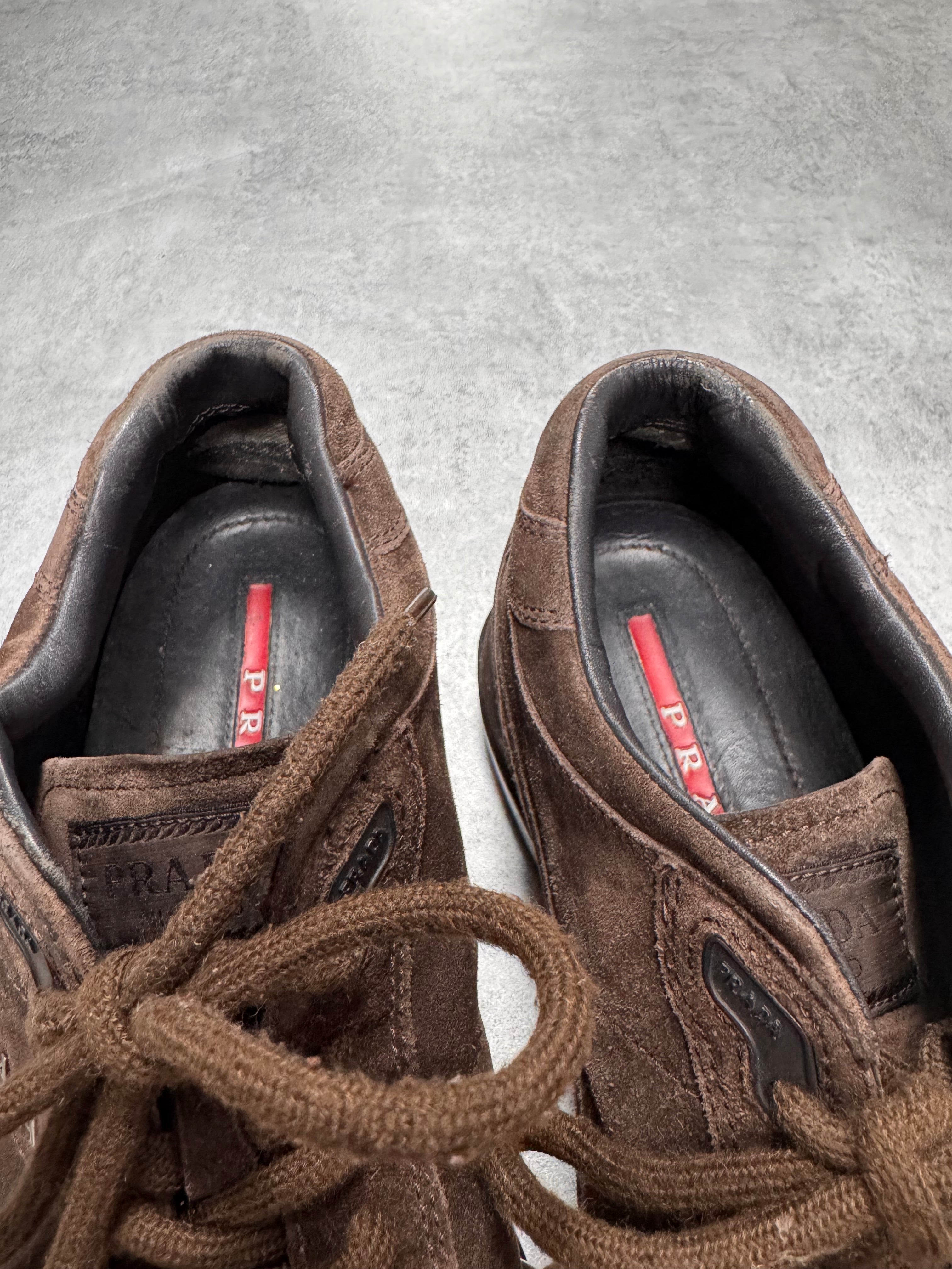 2000s Prada Brown Suede Low Sneakers