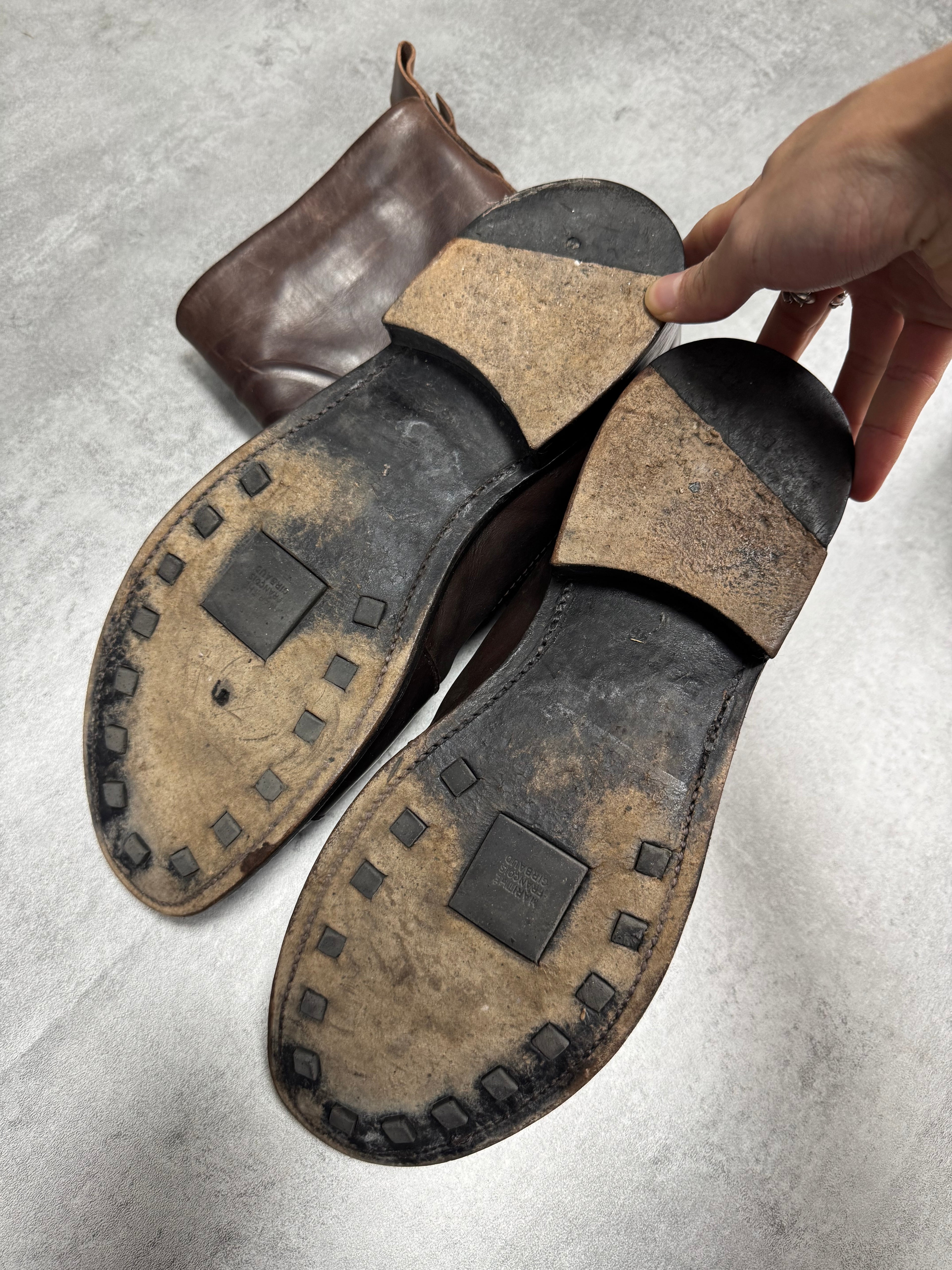 2000s Marithé + François Girbaud Biker Brown Leather Boots