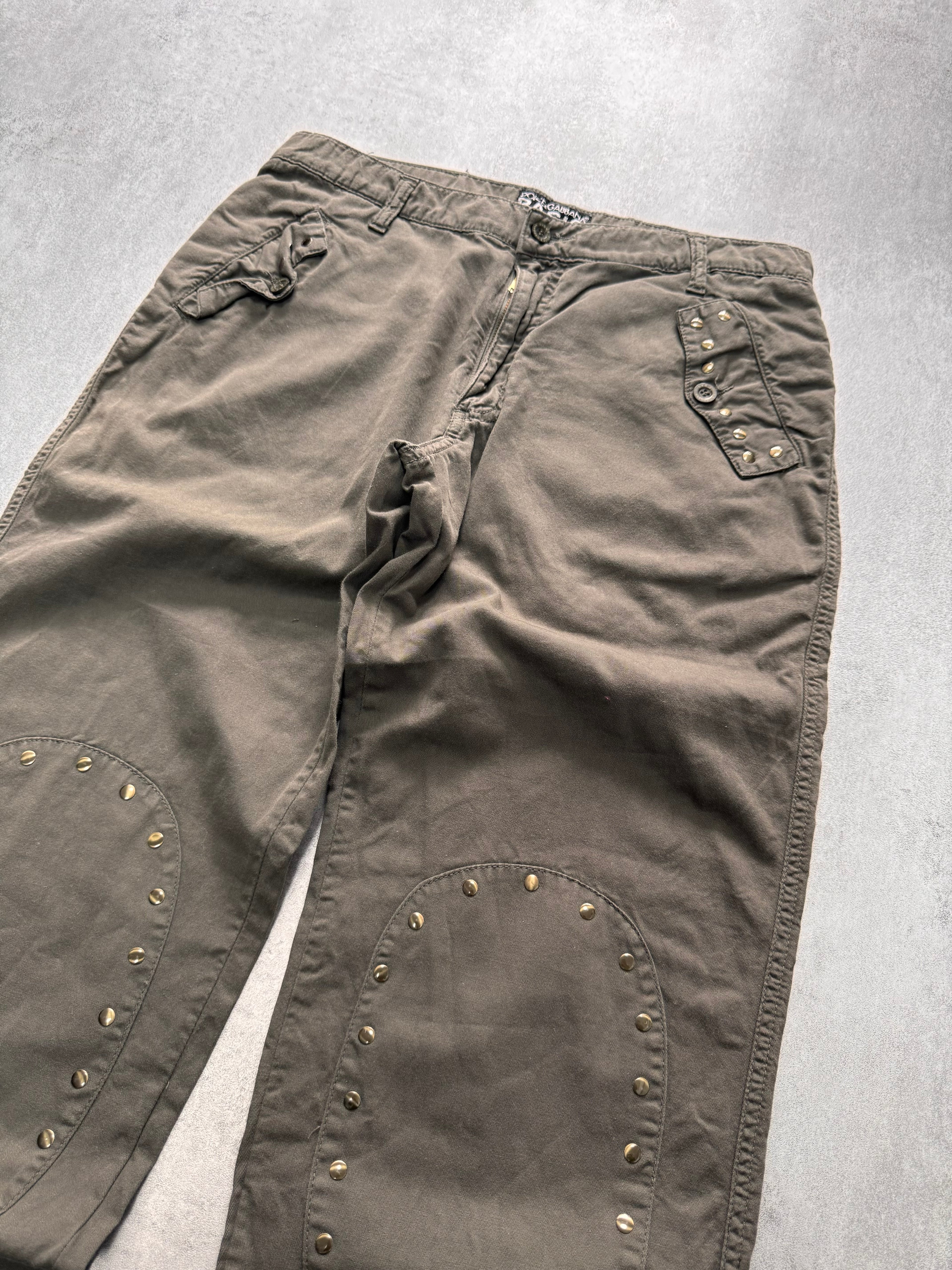 2000s Dolce & Gabbana Basic Studded Cargo Olive Pants